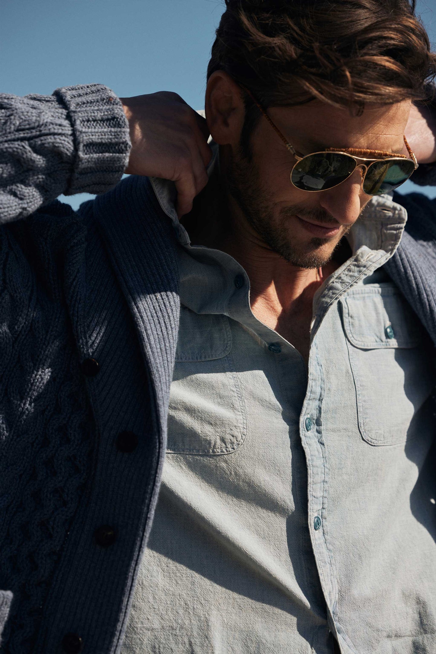 Rivay Albers Mens Indigo Chambray Workshirt