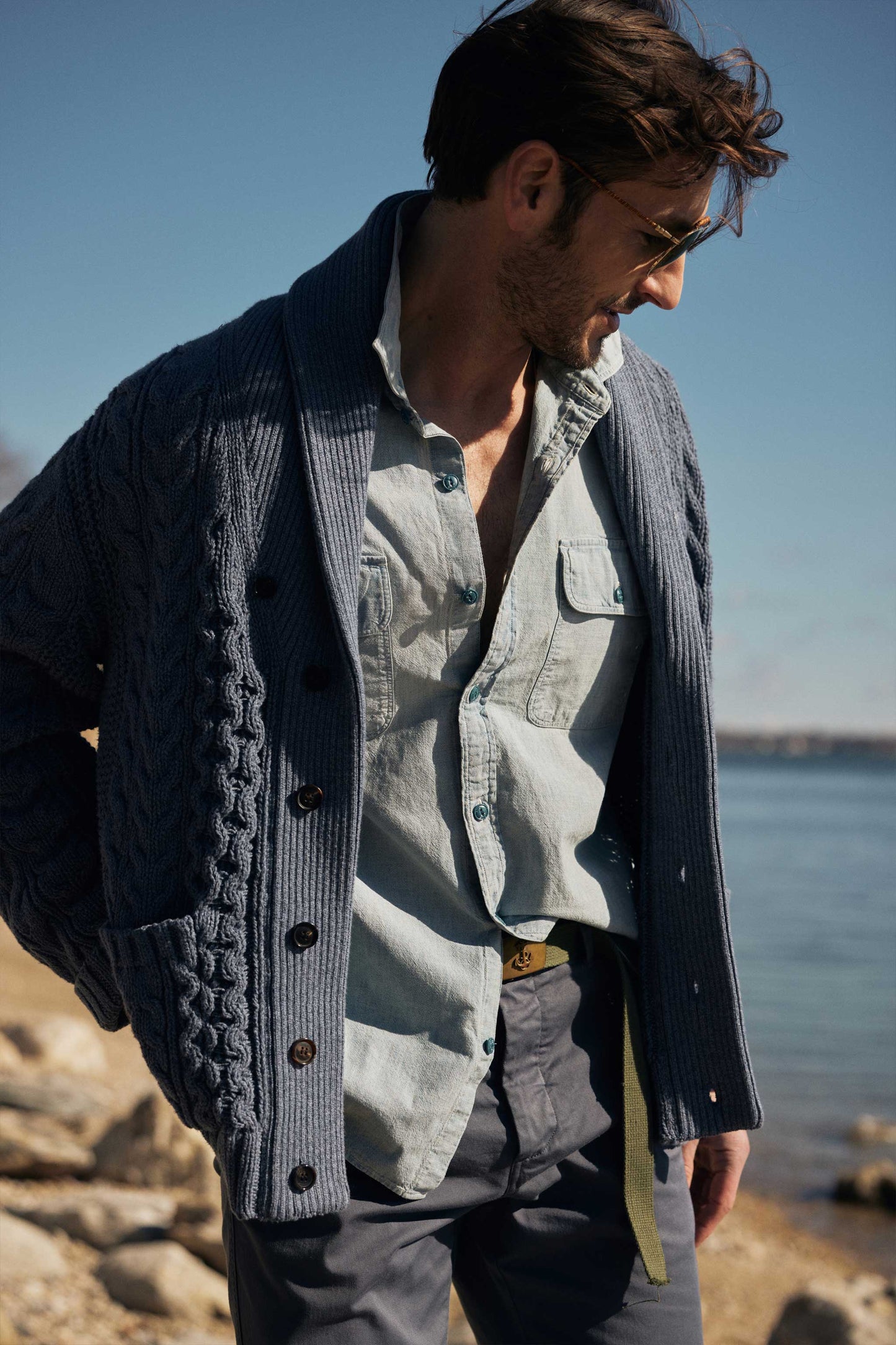 Rivay Albers Mens Indigo Chambray Workshirt