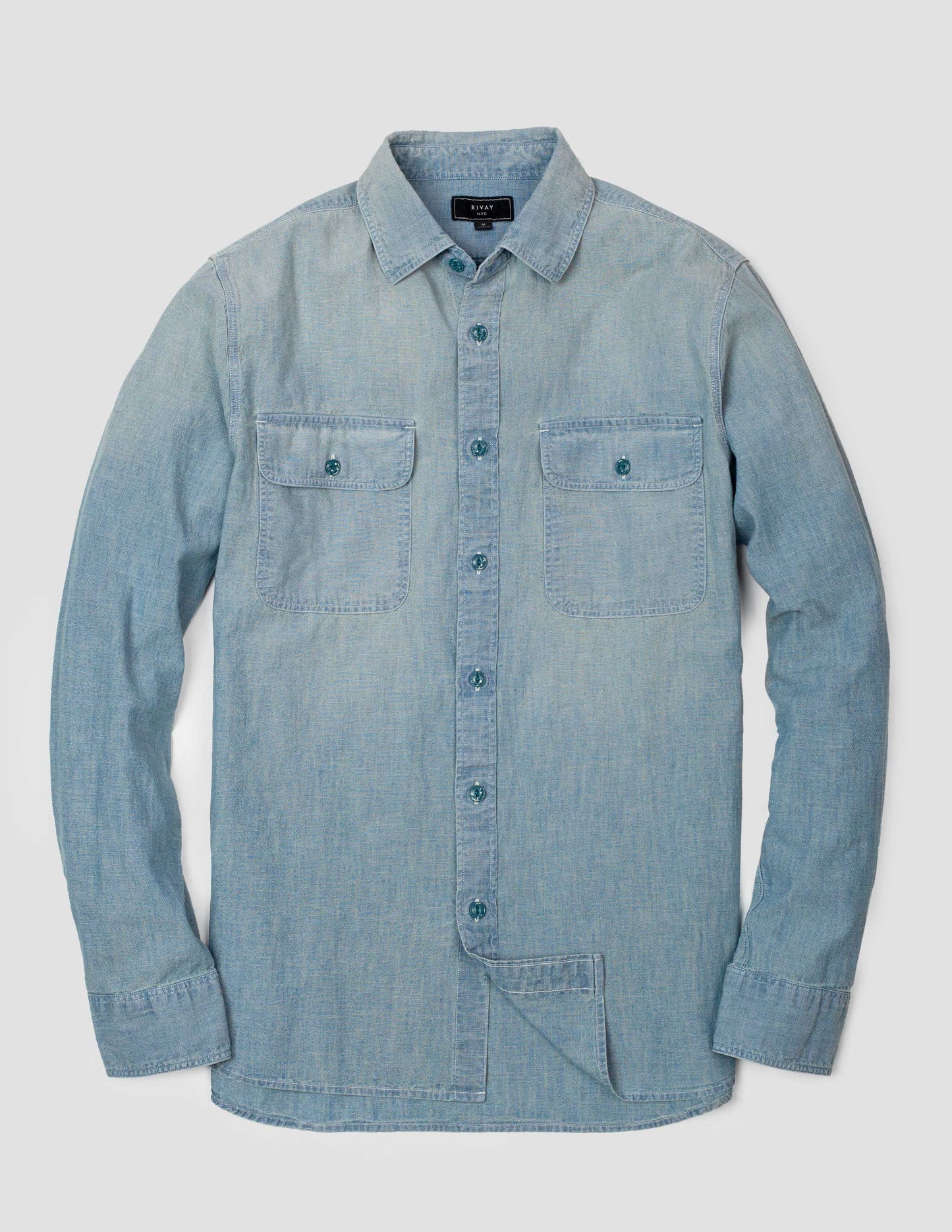 Rivay Albers Mens Indigo Chambray Workshirt