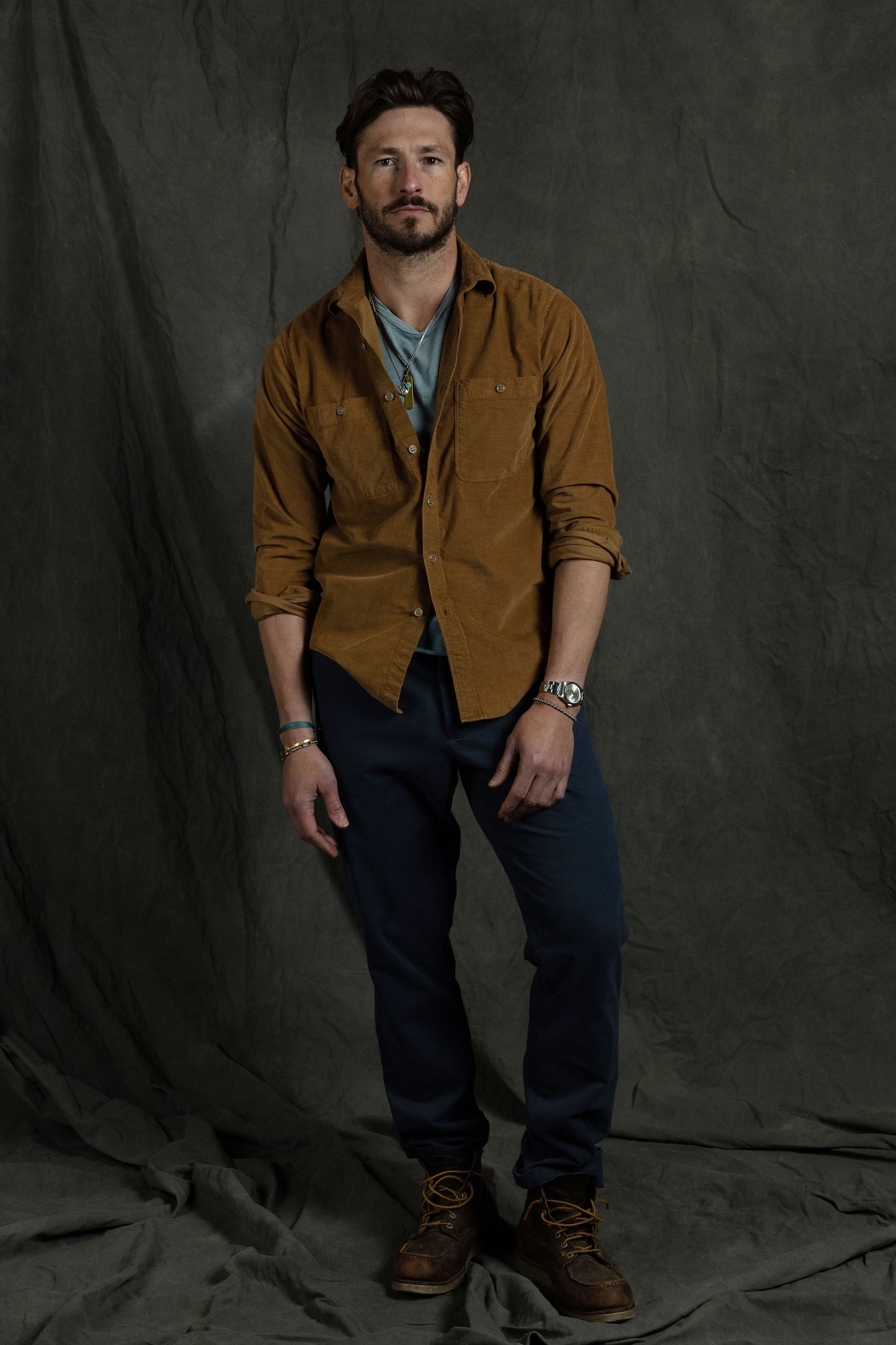 Rivay Barnes Corduroy Workshirt in Golden Brown