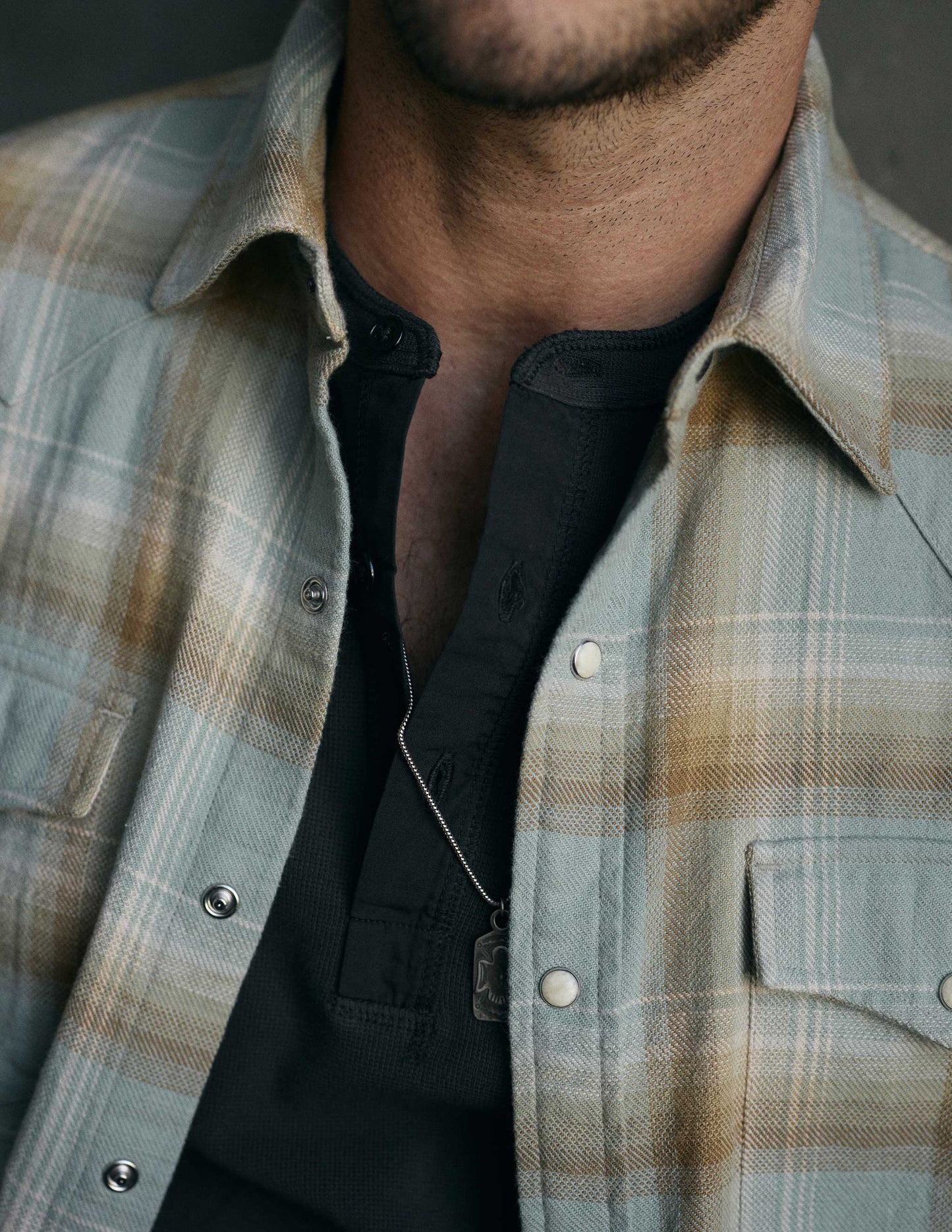 Gibson Waffle Henley in Vintage Black