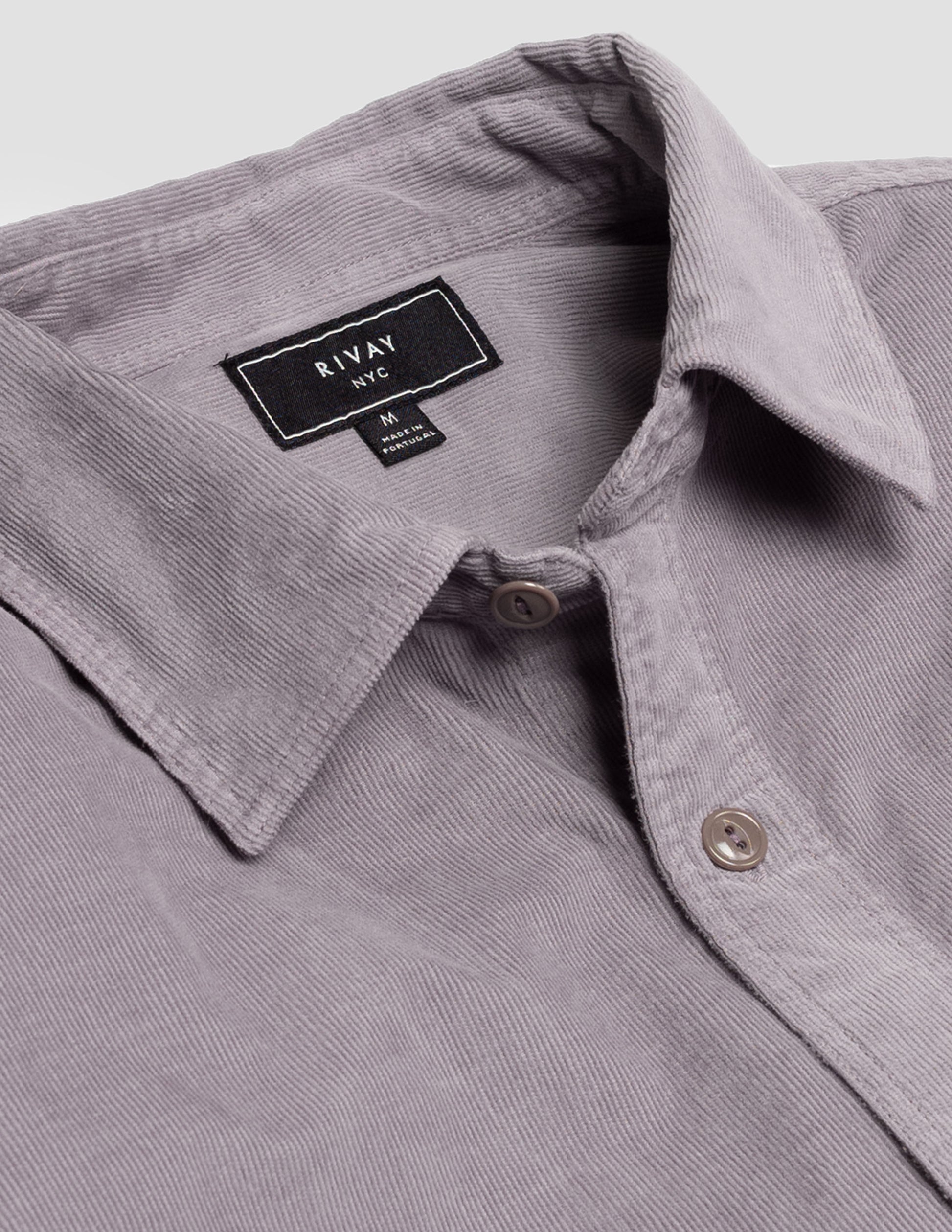 Barnes Corduroy Workshirt in Greyed Violet