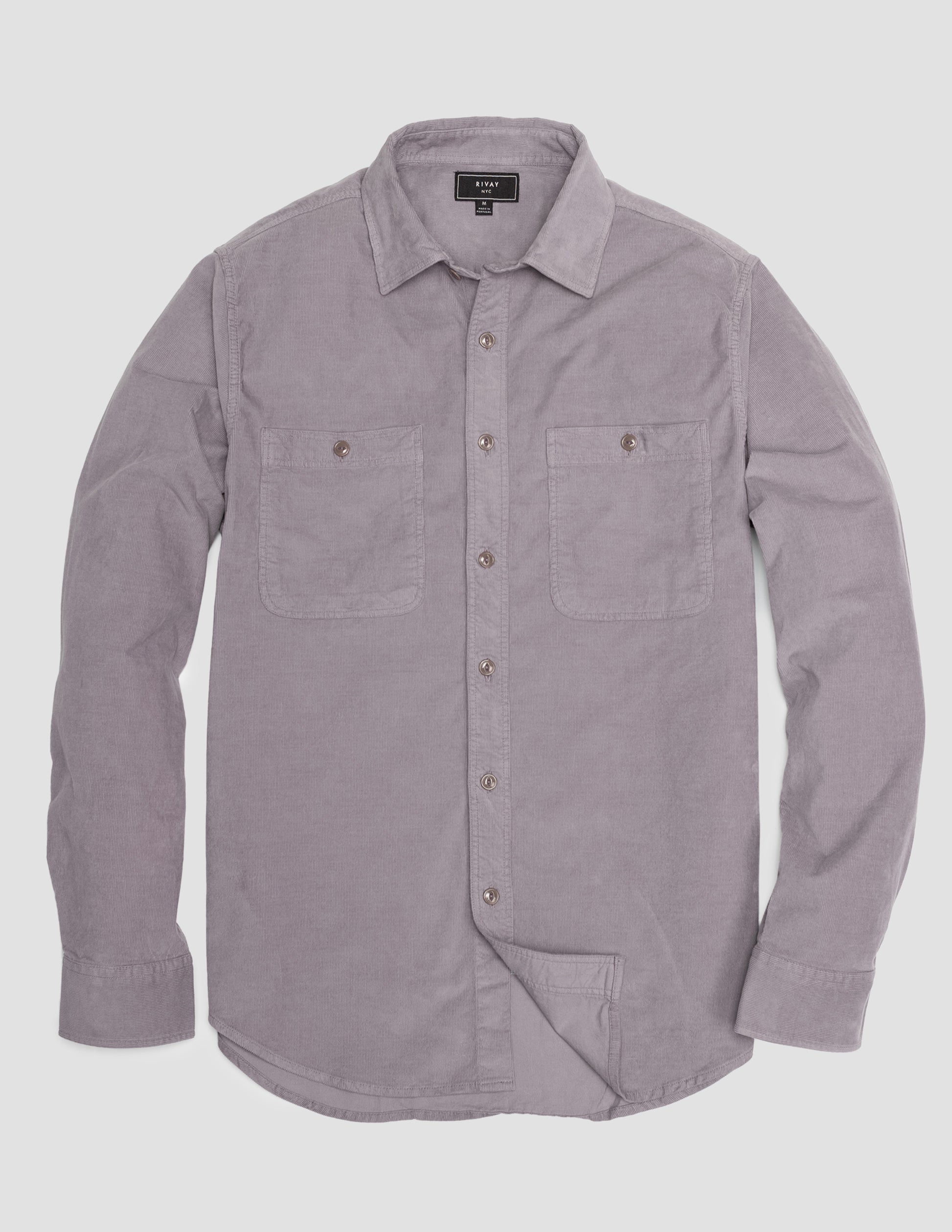 Barnes Corduroy Workshirt in Greyed Violet