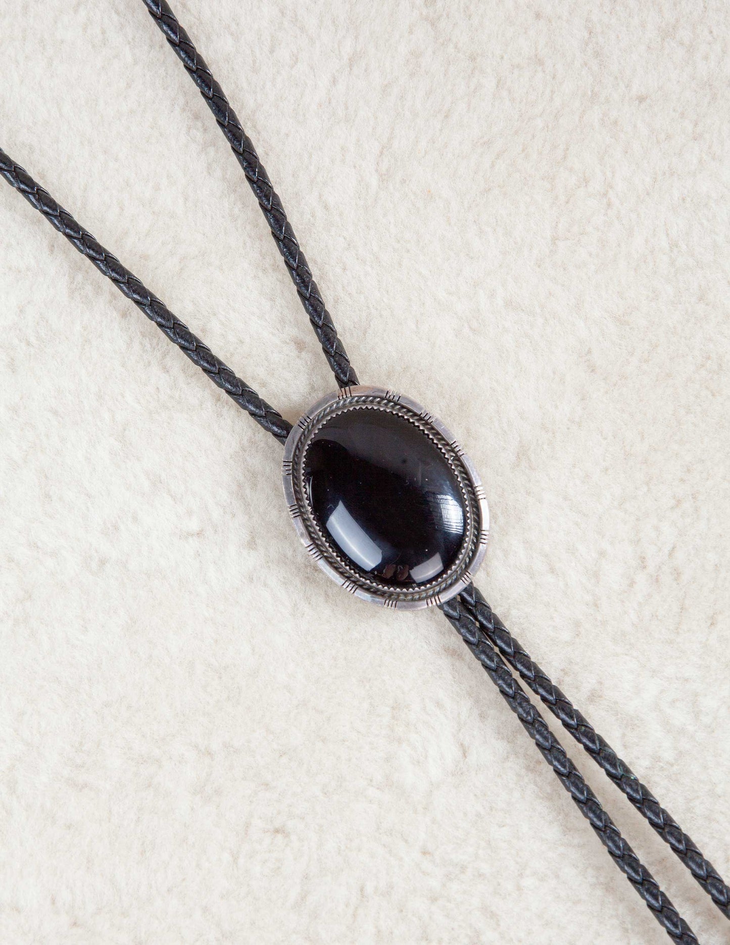 1940s Vintage Sterling & Onyx Bolo Tie