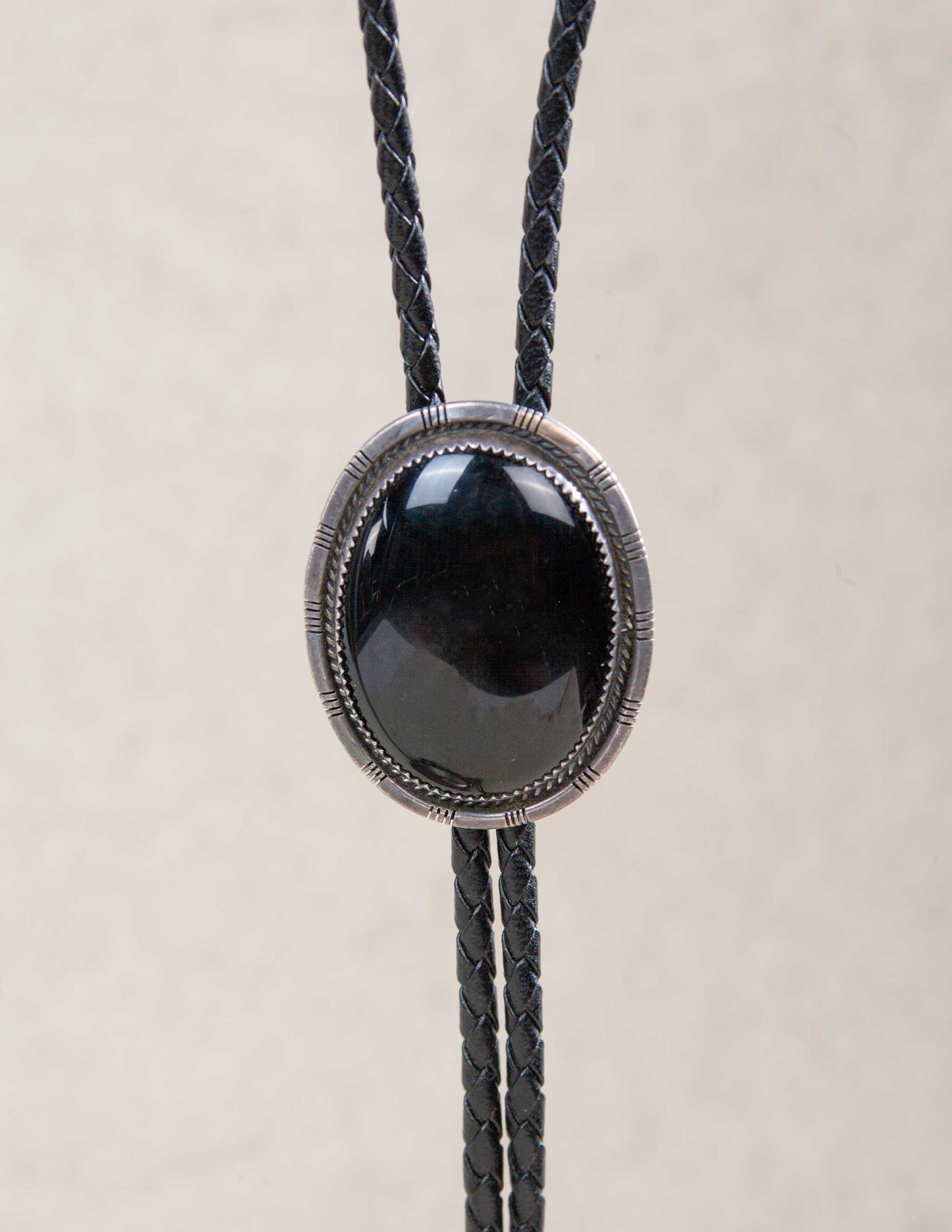1940s Vintage Sterling & Onyx Bolo Tie
