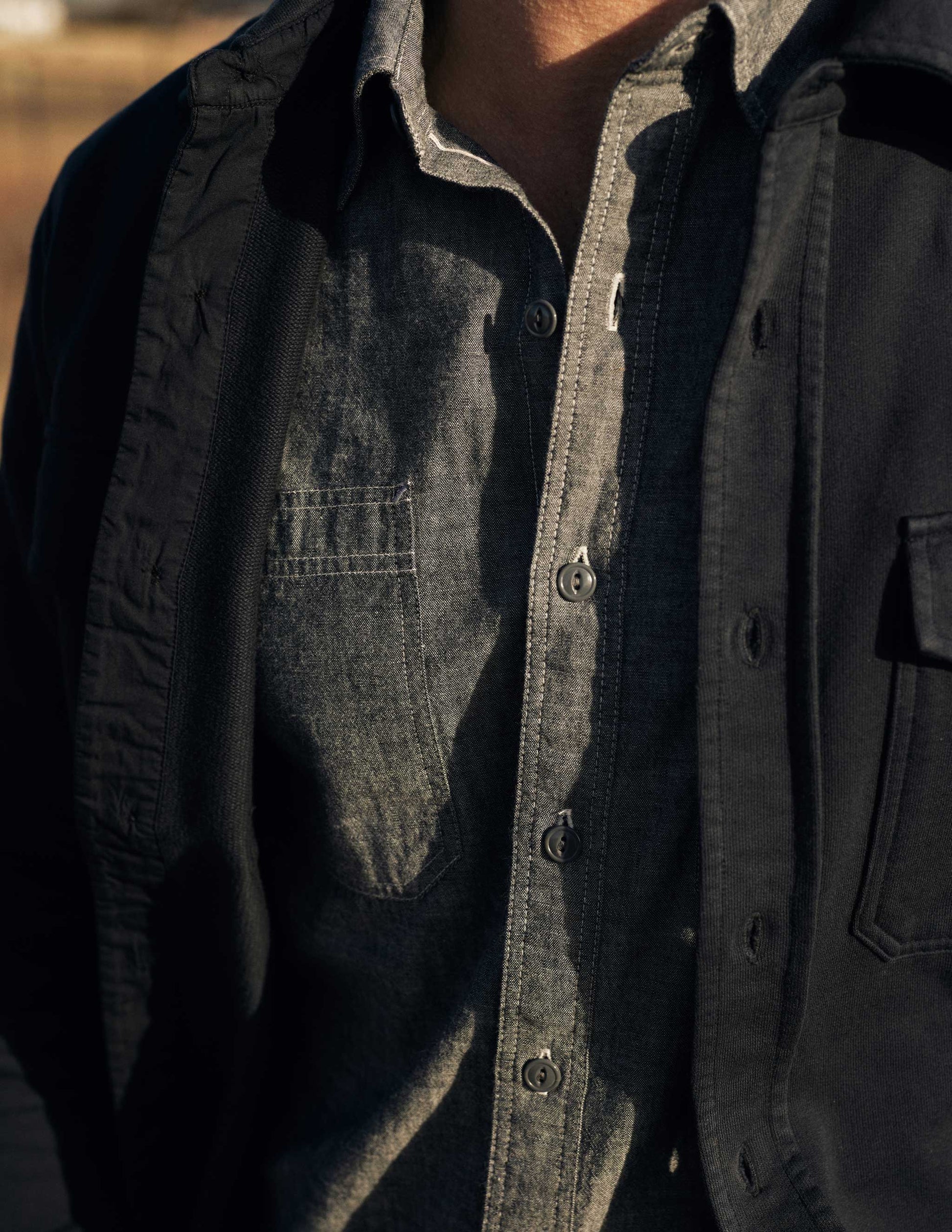 Rivay Butler Selvedge Chambray Workshirt in Graphite