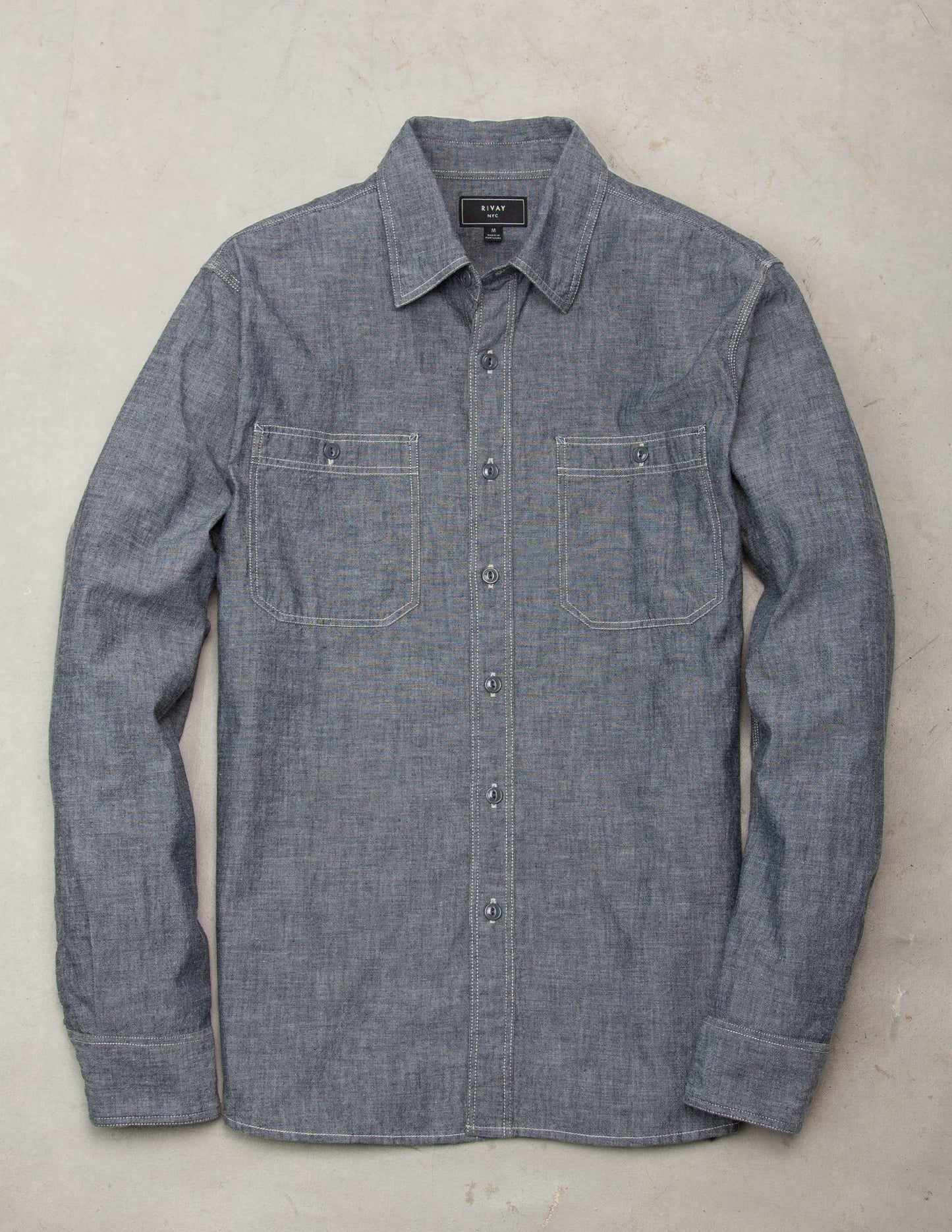 Rivay Butler Selvedge Chambray Workshirt in Graphite