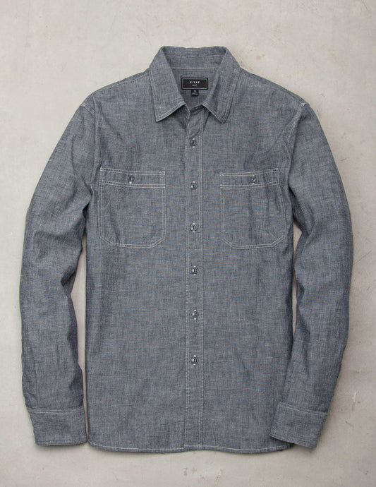 Rivay Butler Selvedge Chambray Workshirt in Graphite