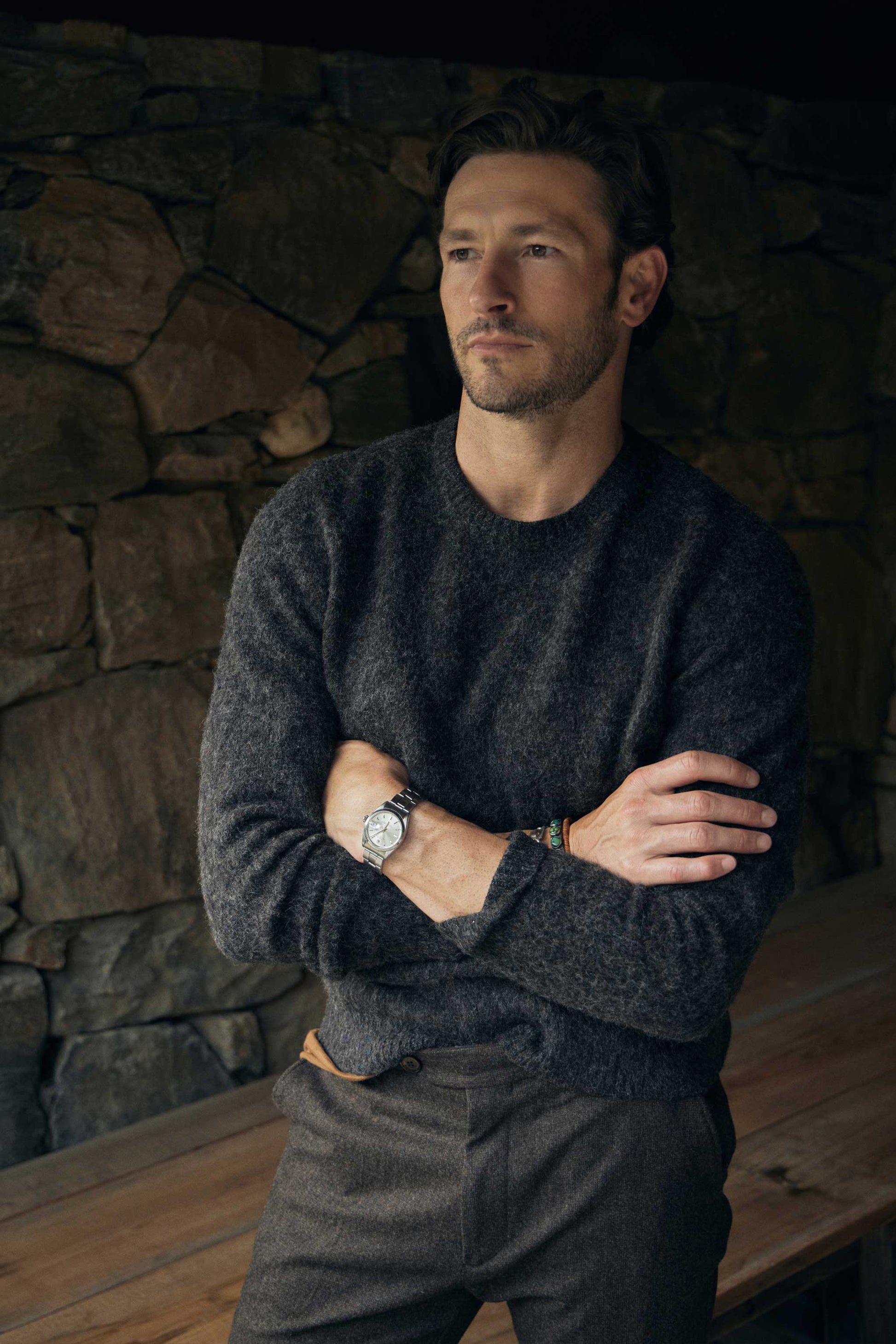 Rivay Highlands Shetland Sweater in Charcoal
