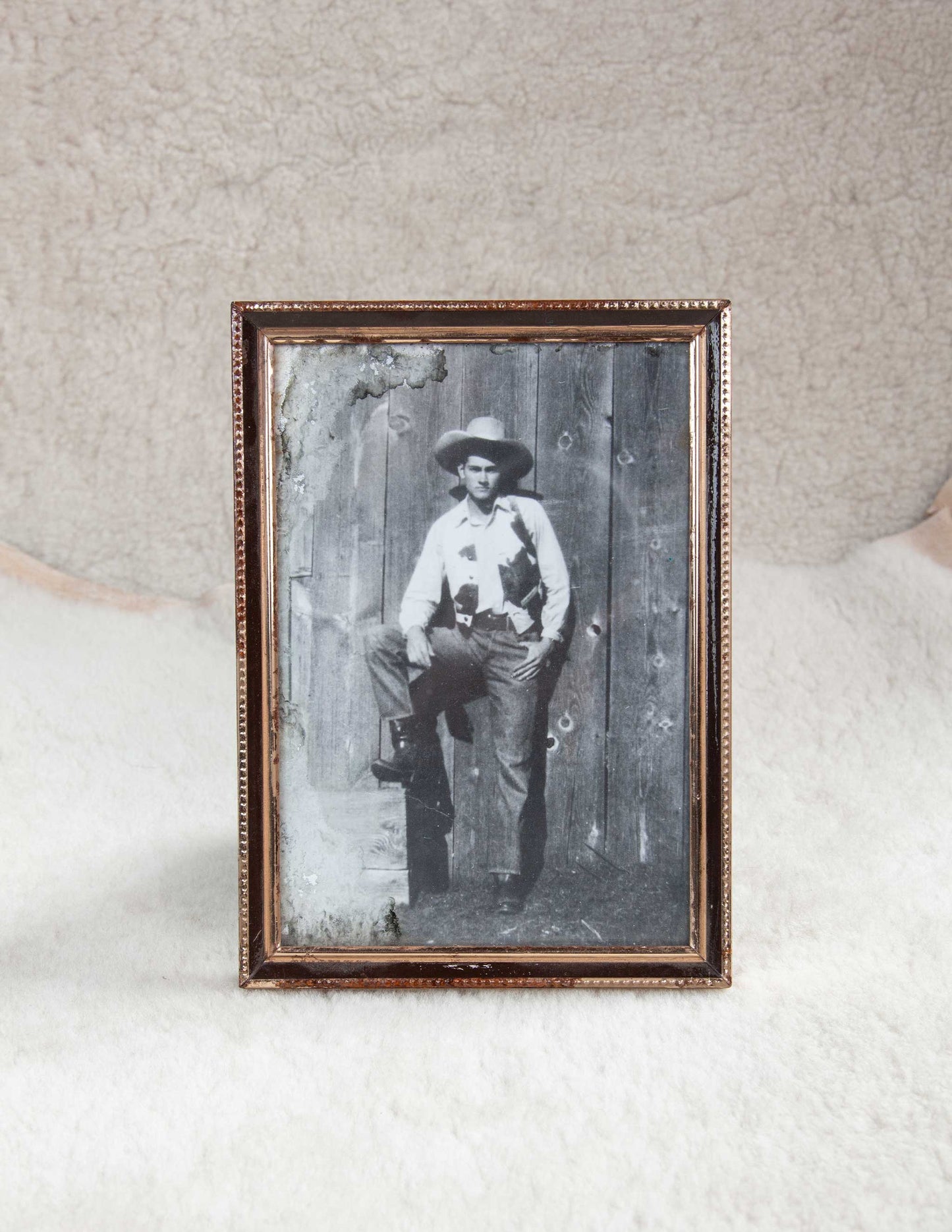 Vintage Cowboy Portrait in Painted Frame