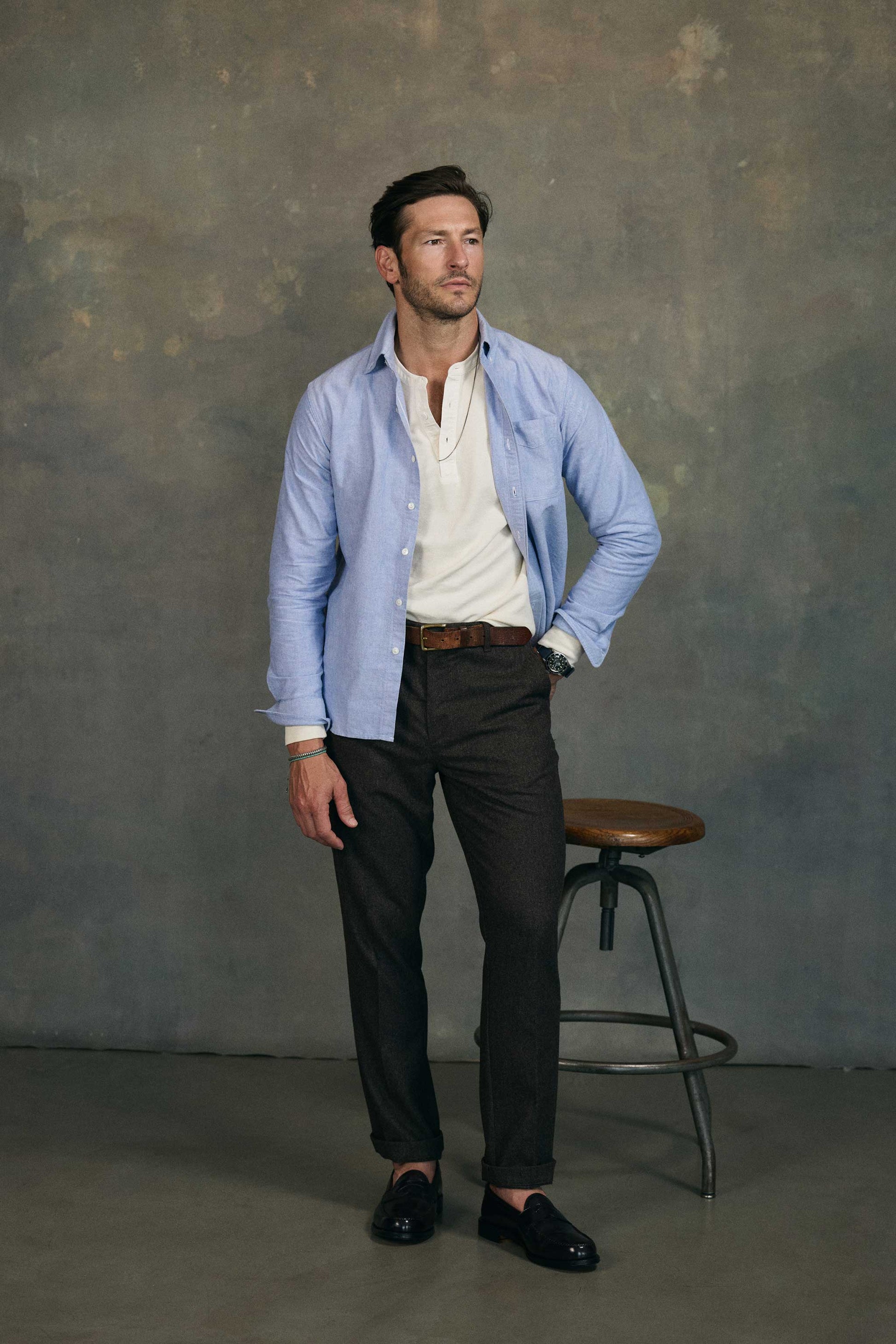 The Rivay Edwards Wool Trouser in Saddle Brown