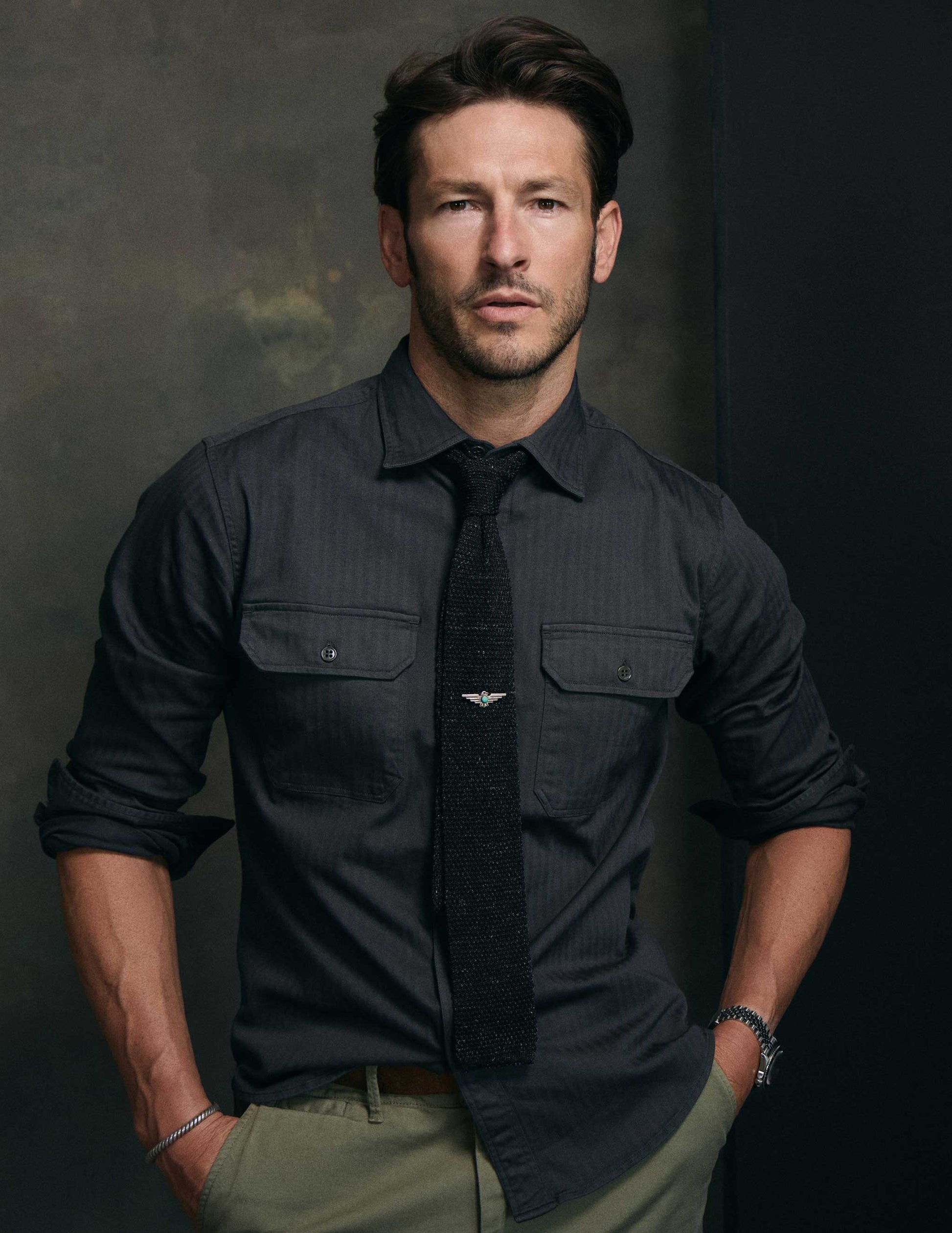 Enfield Officer's Shirt in Faded Black