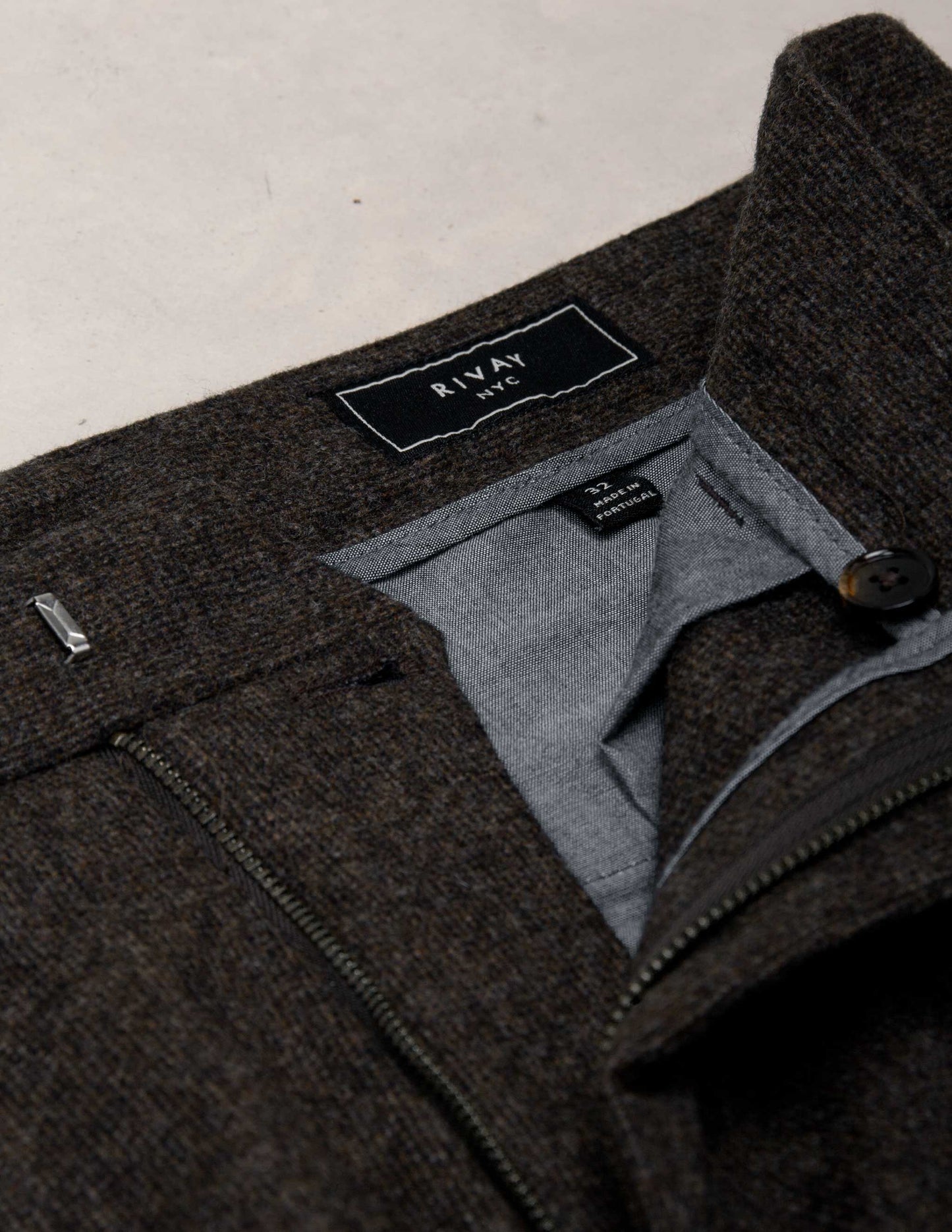 The Rivay Edwards Wool Trouser in Saddle Brown