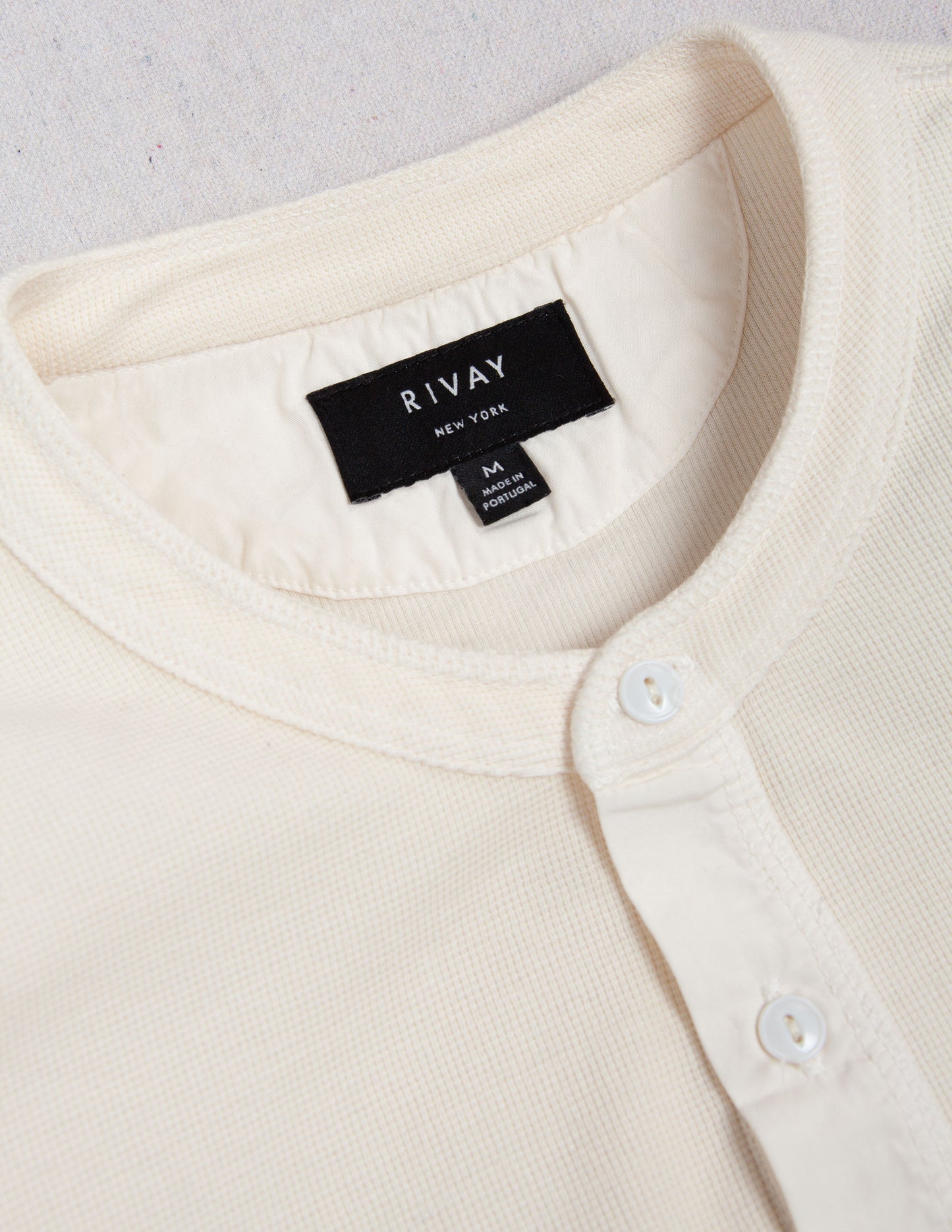 Gibson Waffle Henley in Antique White