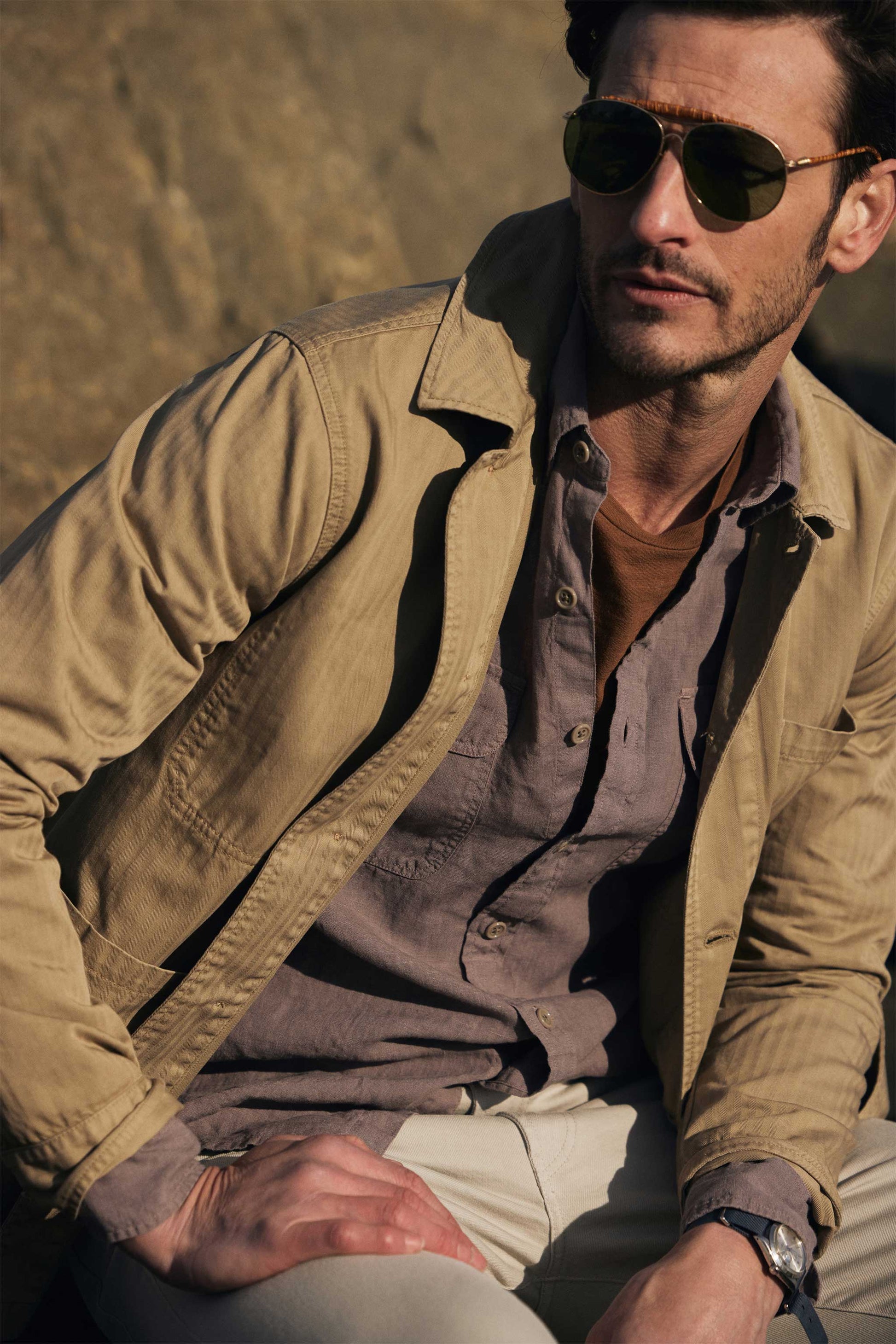 Rivay Slub Cotton Pocket Tee in Golden Brown