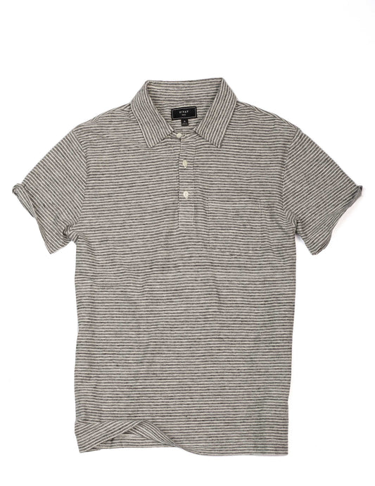 Short Sleeve Jersey Polo in Grey Marl Stripe