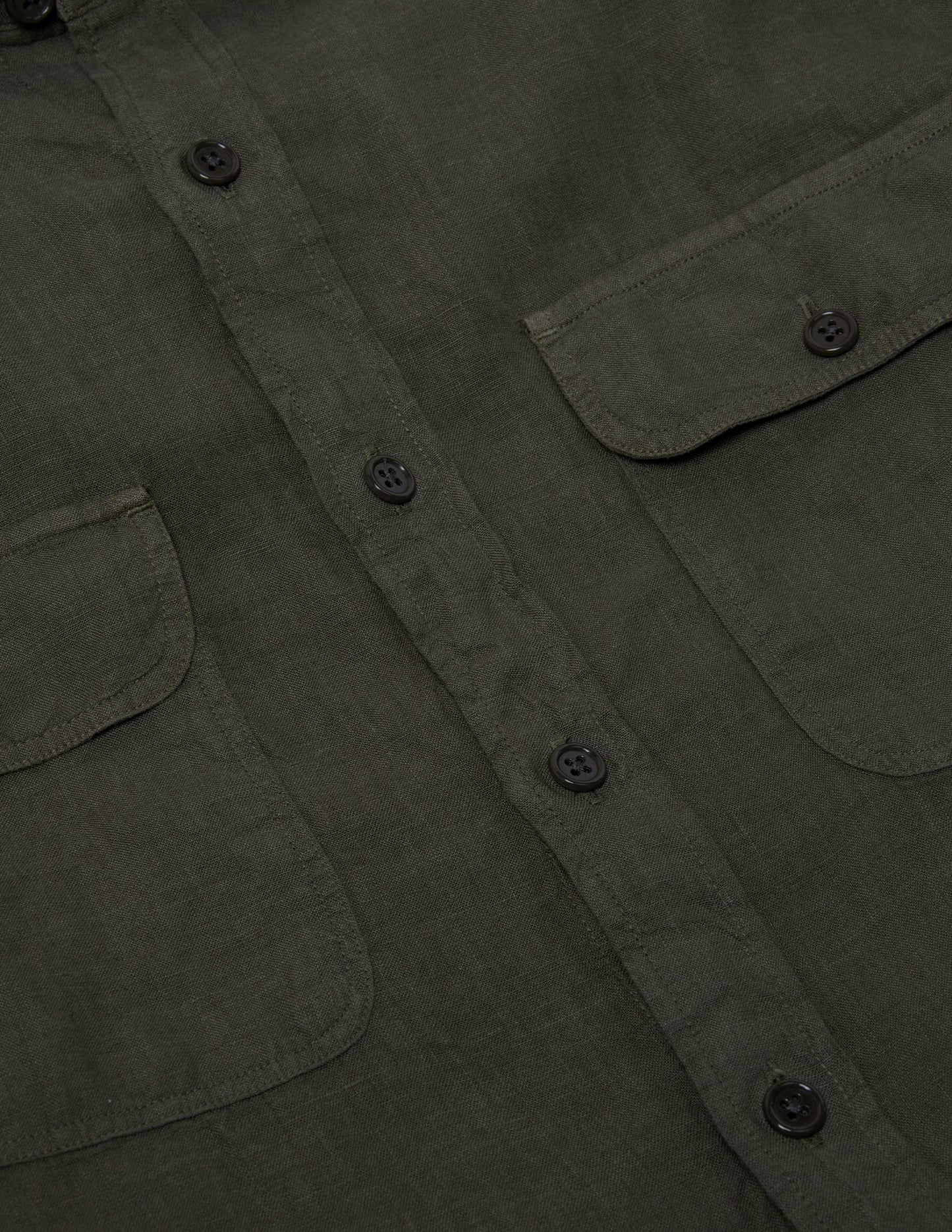 Rivay Hayes Garment Dyed Linen Camp Shirt in Field