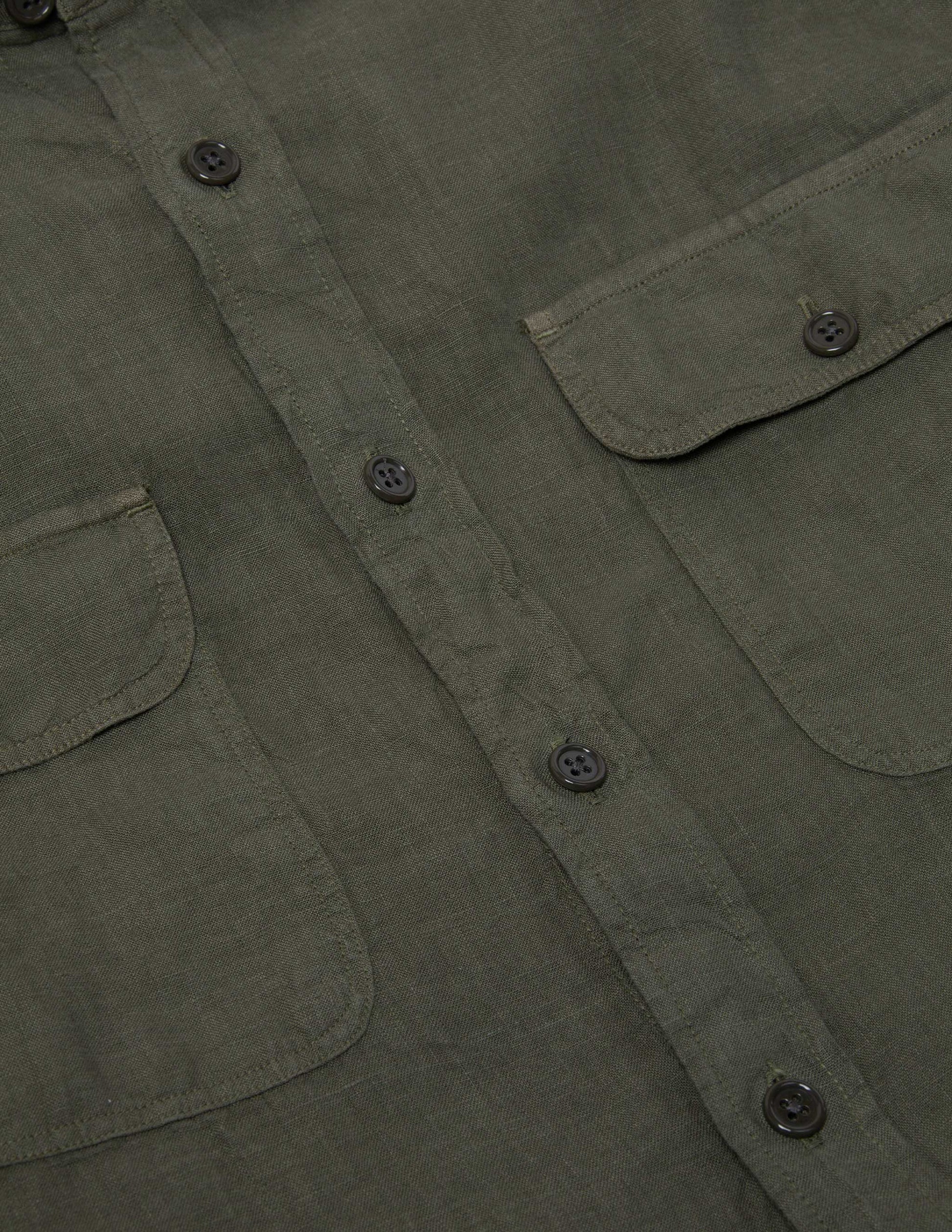 Rivay Hayes Garment Dyed Linen Camp Shirt in Field