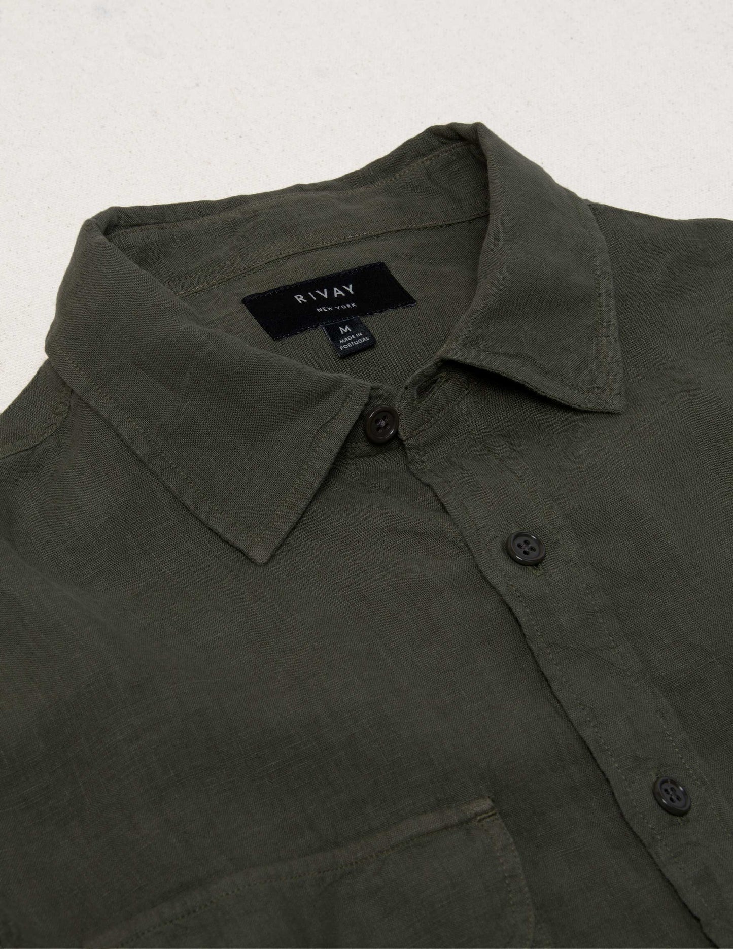 Rivay Hayes Garment Dyed Linen Camp Shirt in Field