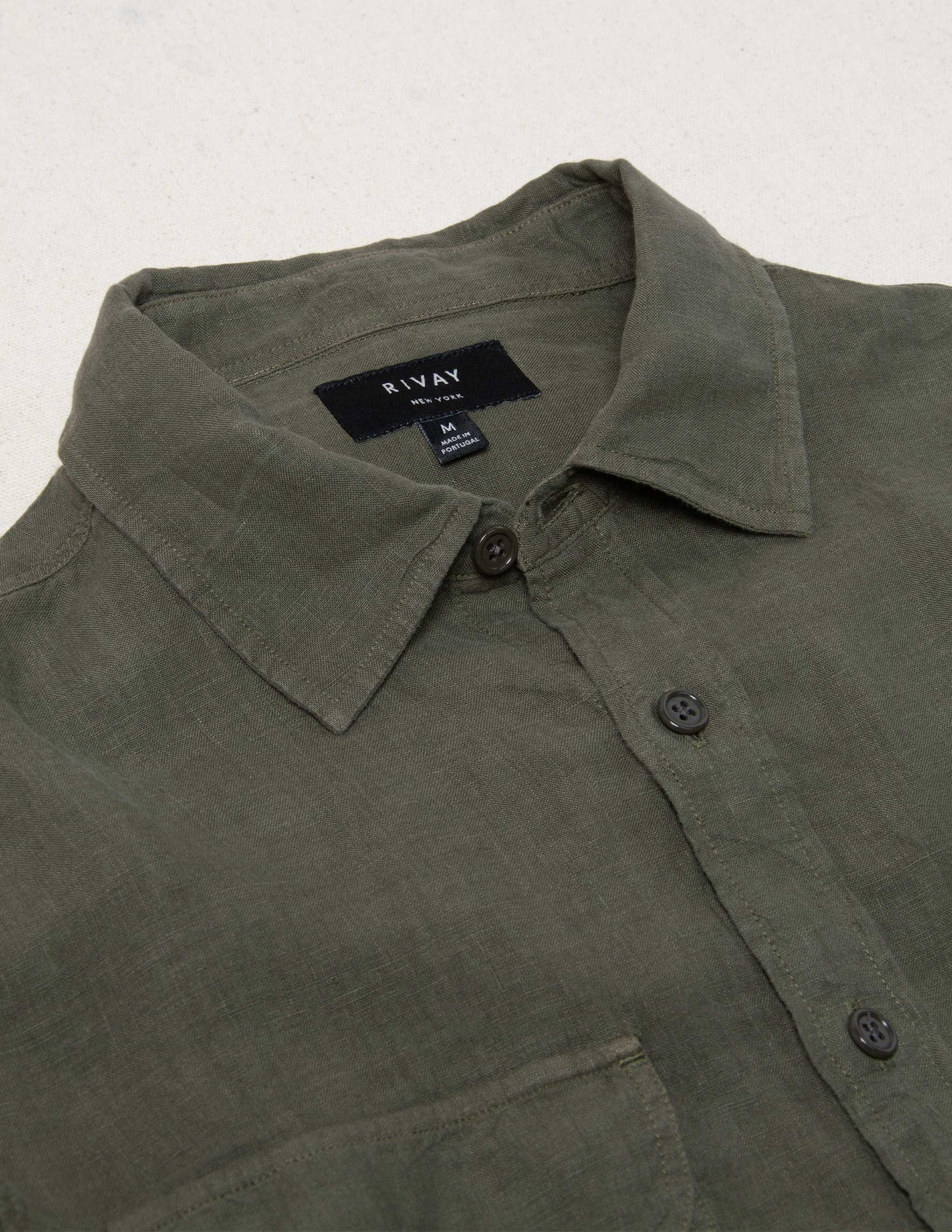 Rivay Hayes Garment Dyed Linen Camp Shirt in Field
