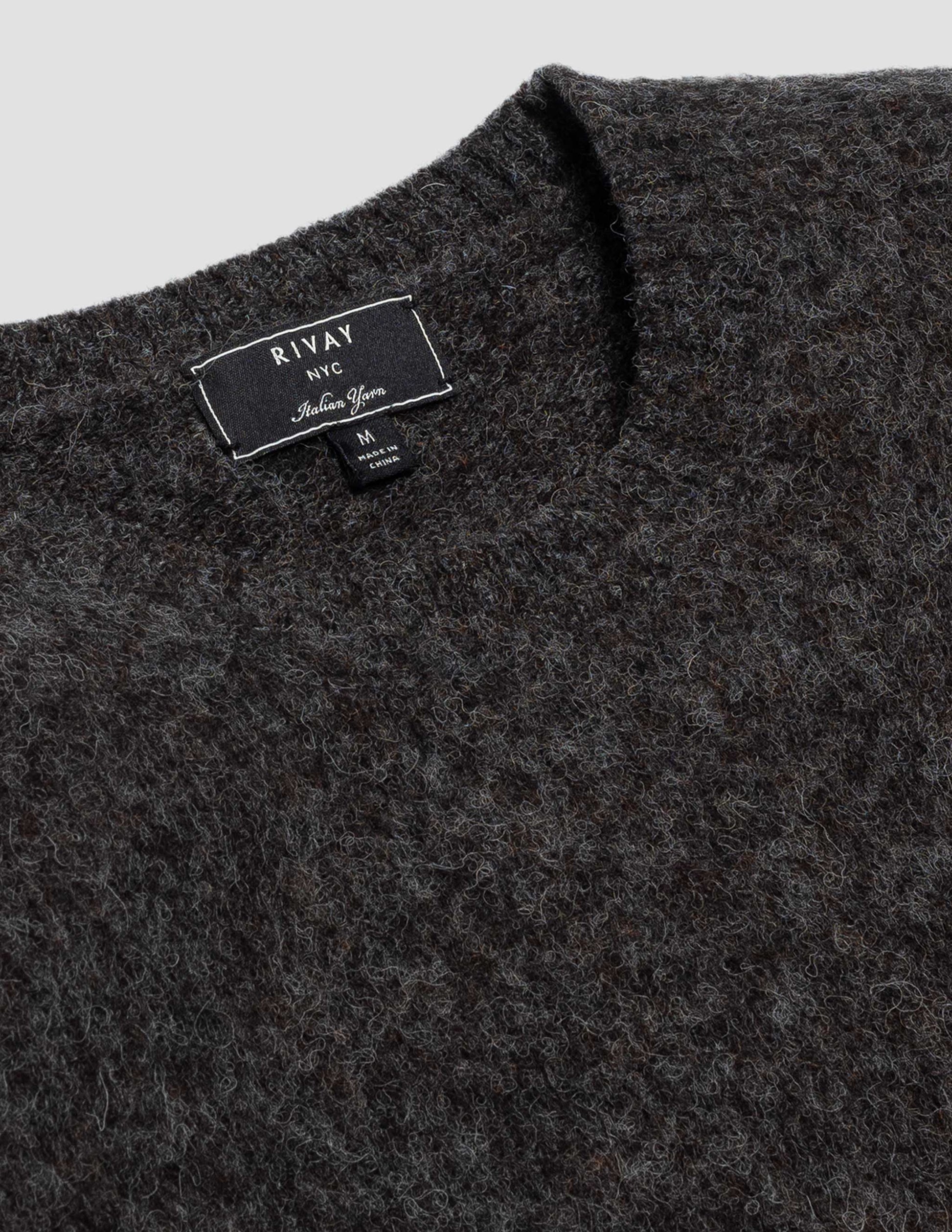Rivay Highlands Shetland Sweater in Charcoal
