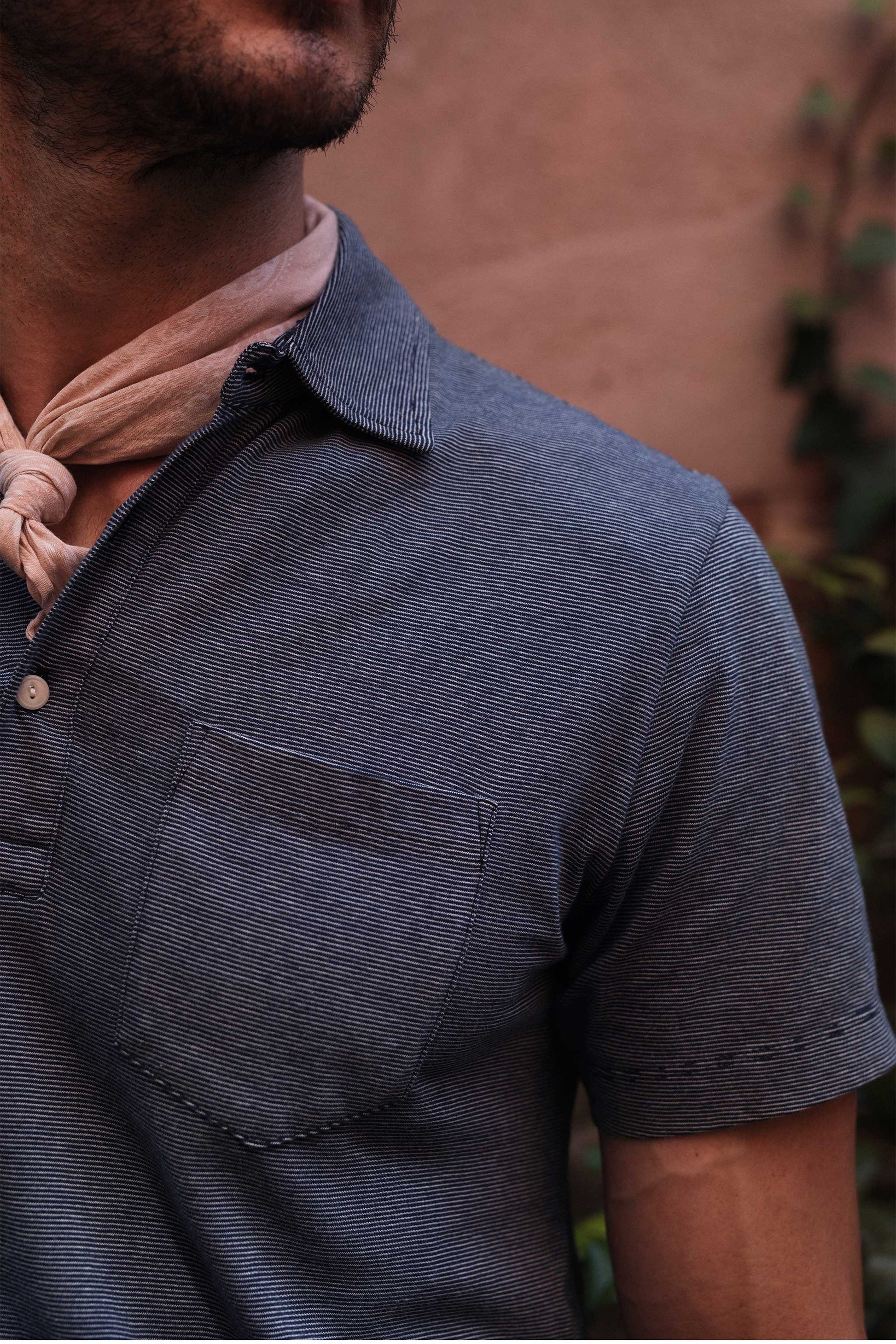 Rivay Indigo Stripe Jersey Polo
