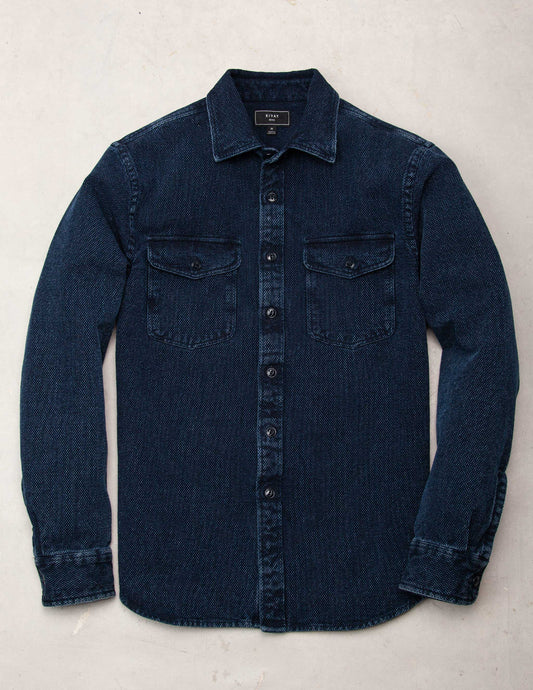 Rivay Judd Indigo Dobby Overshirt in Dark Indigo