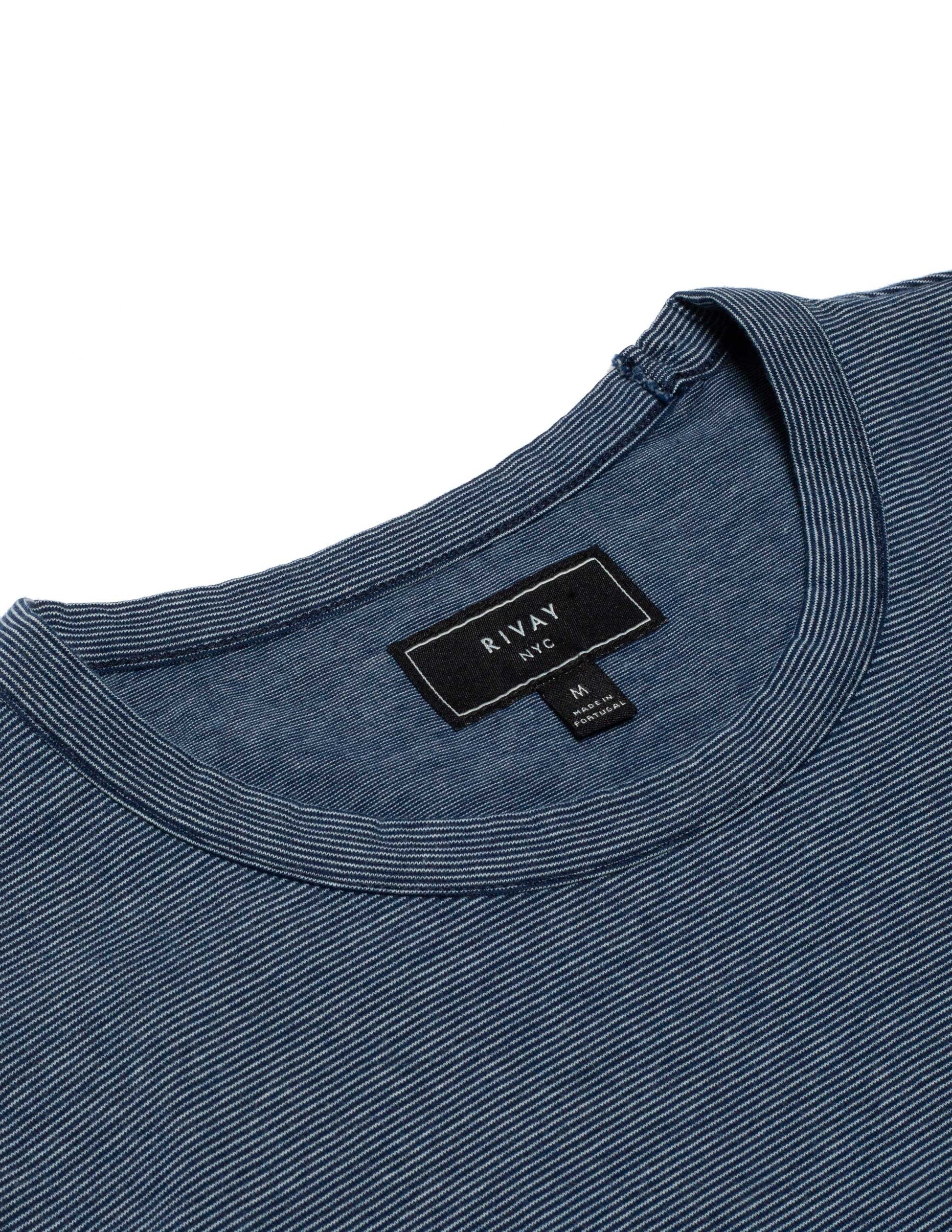 Rivay Indigo Stripe Pocket Tee