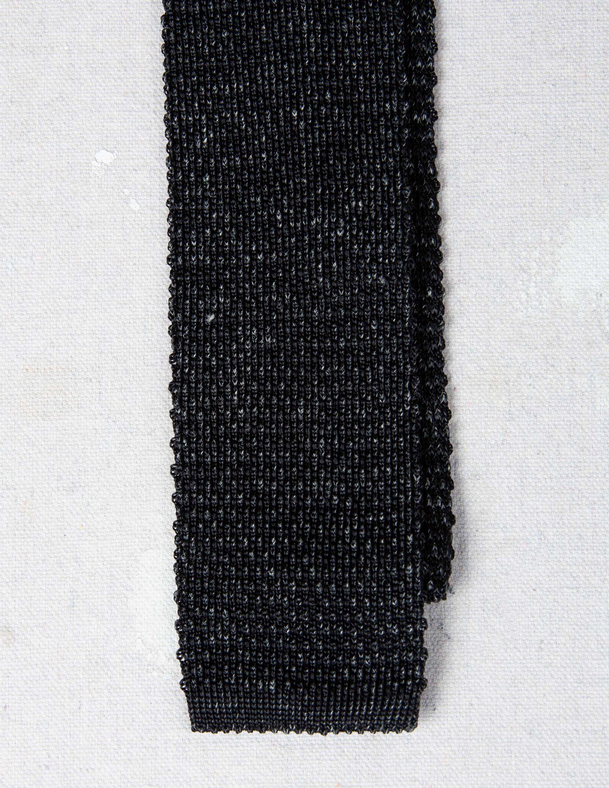Italian Silk Linen Knit Tie in Charcoal