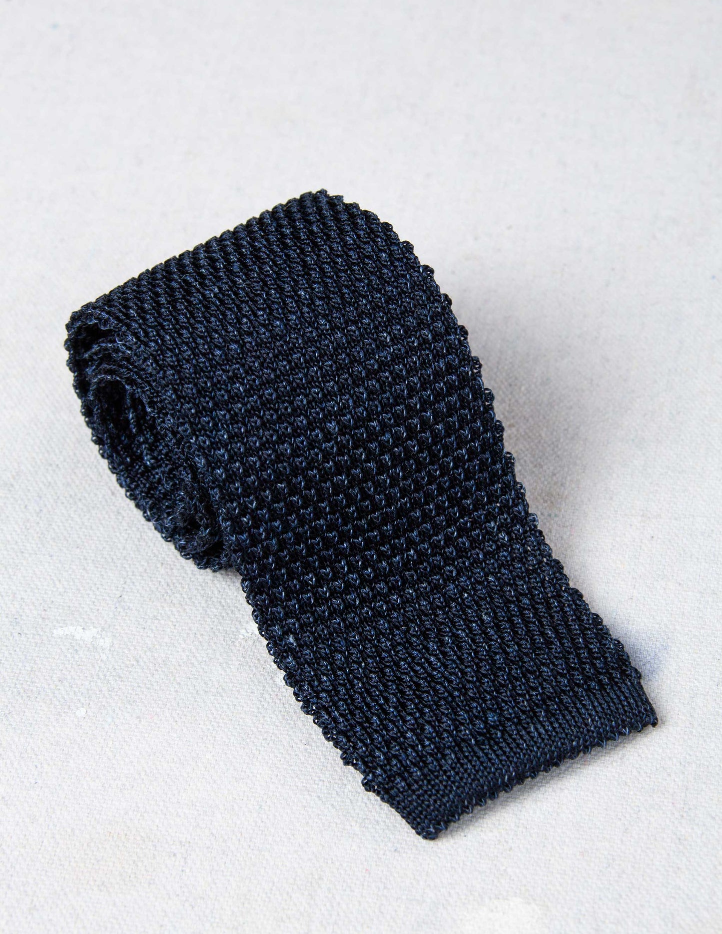Italian Silk Linen Knit Tie in Denim