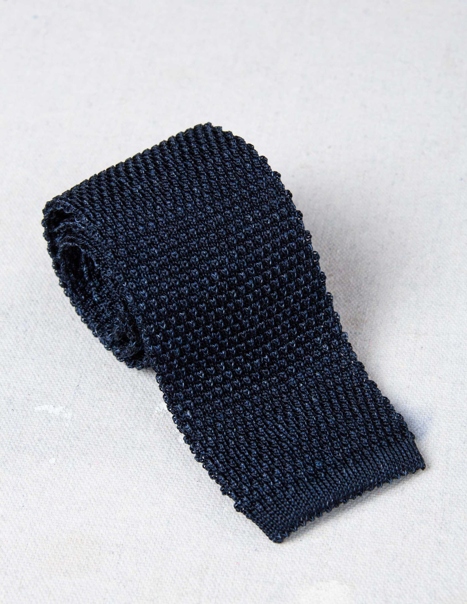 Italian Silk Linen Knit Tie in Denim