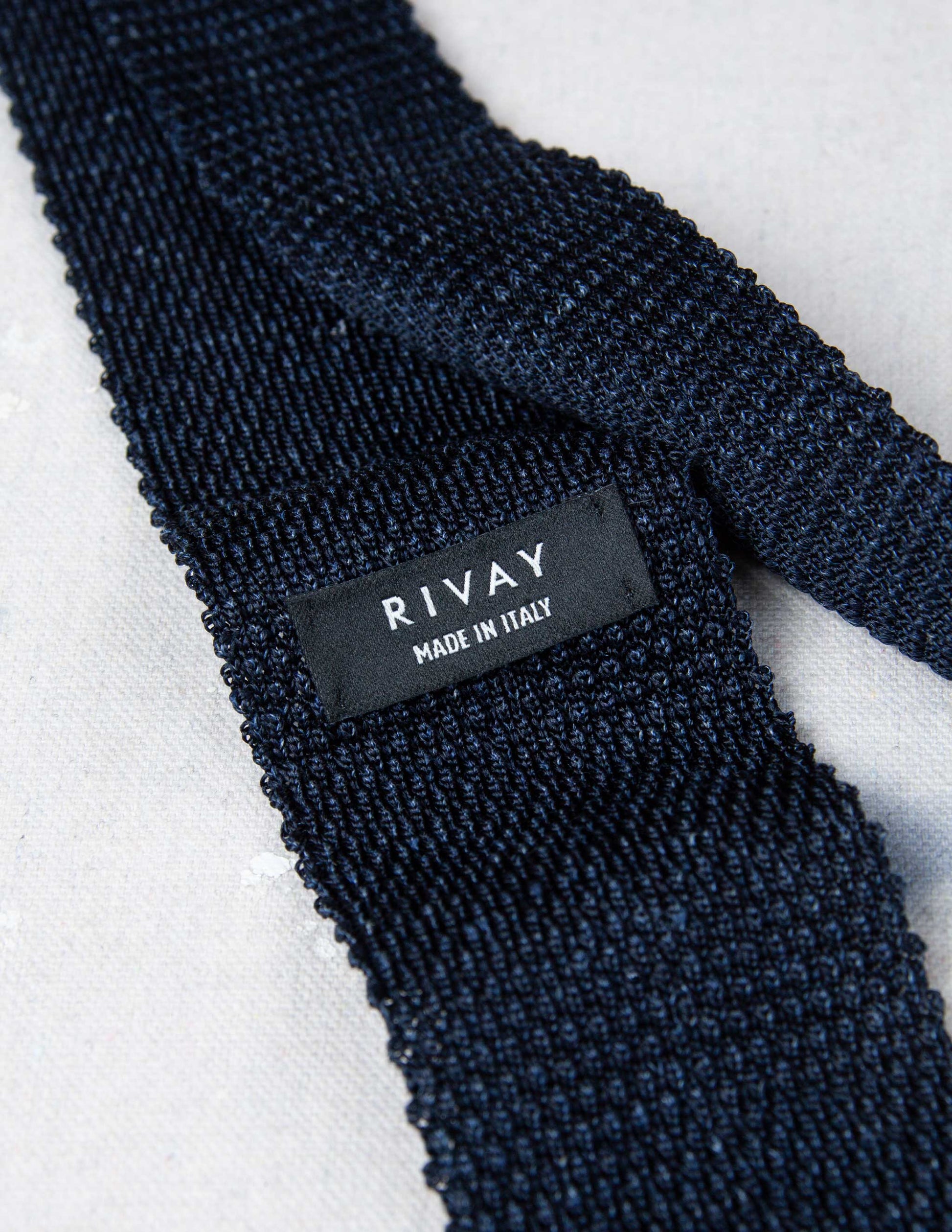 Italian Silk Linen Knit Tie in Denim