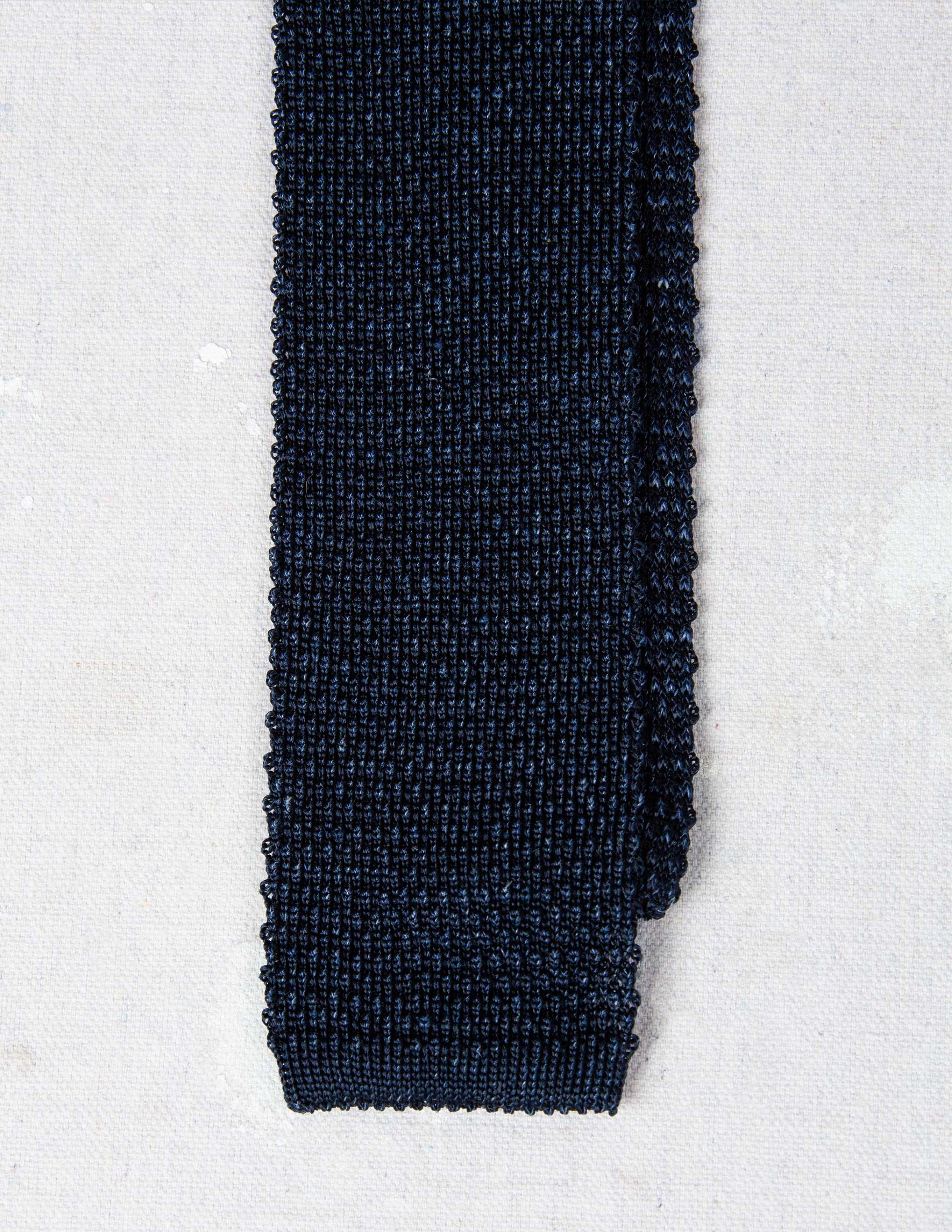 Italian Silk Linen Knit Tie in Denim