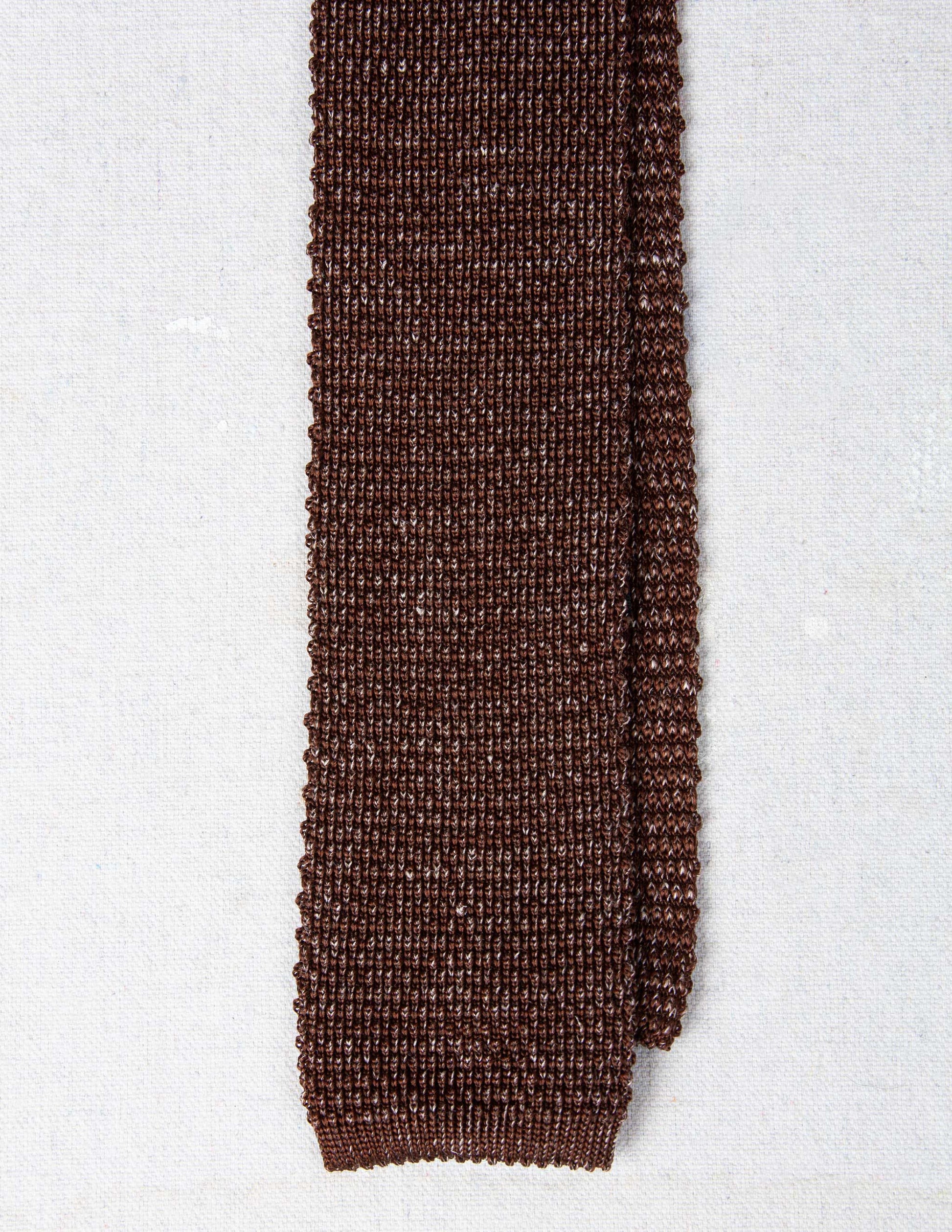 Italian Silk Linen Knit Tie in Driftwood