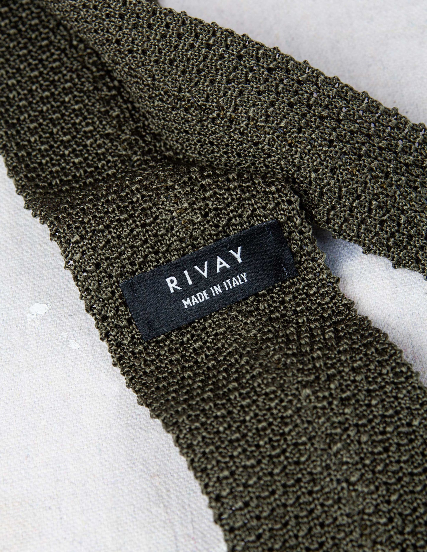 Italian Silk Knit Tie in Military Olive