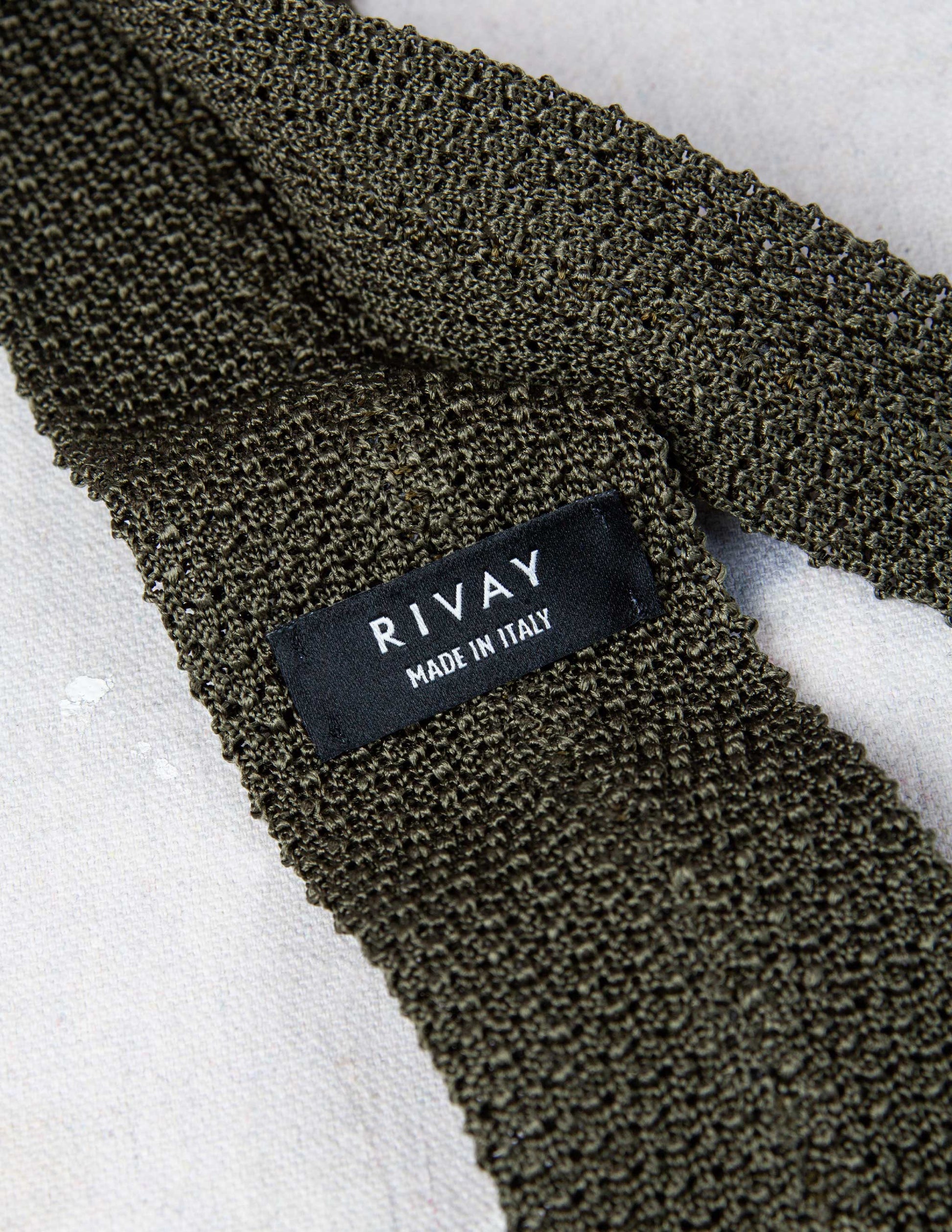 Italian Silk Knit Tie in Military Olive