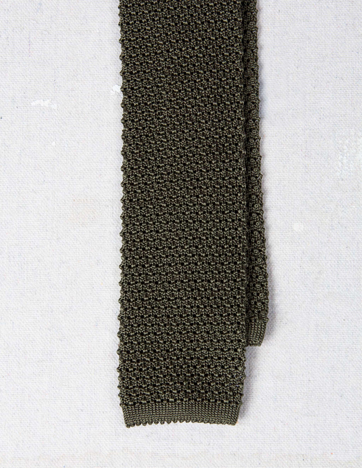 Italian Silk Knit Tie in Military Olive