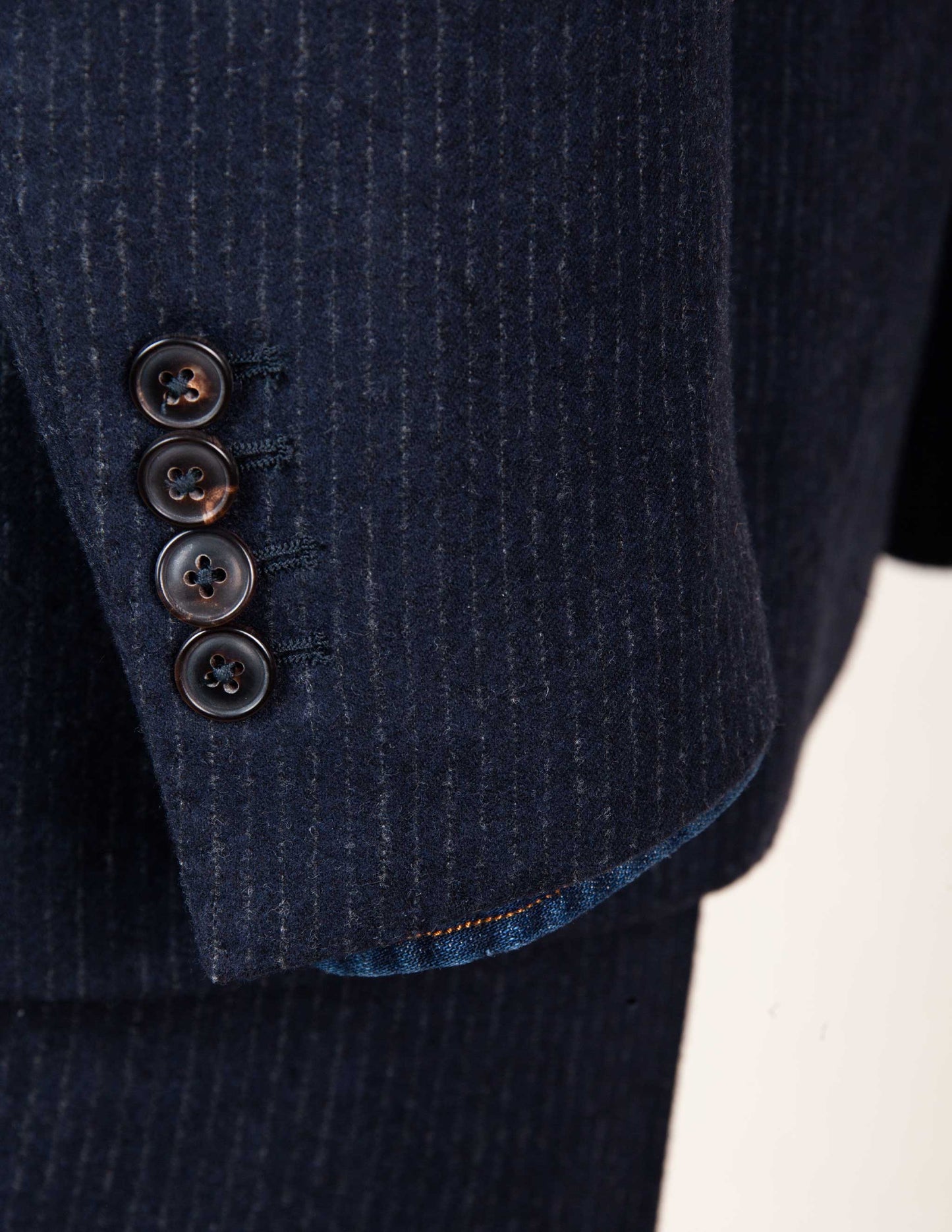 Italian Wool Suit in Navy Chalk Stripe