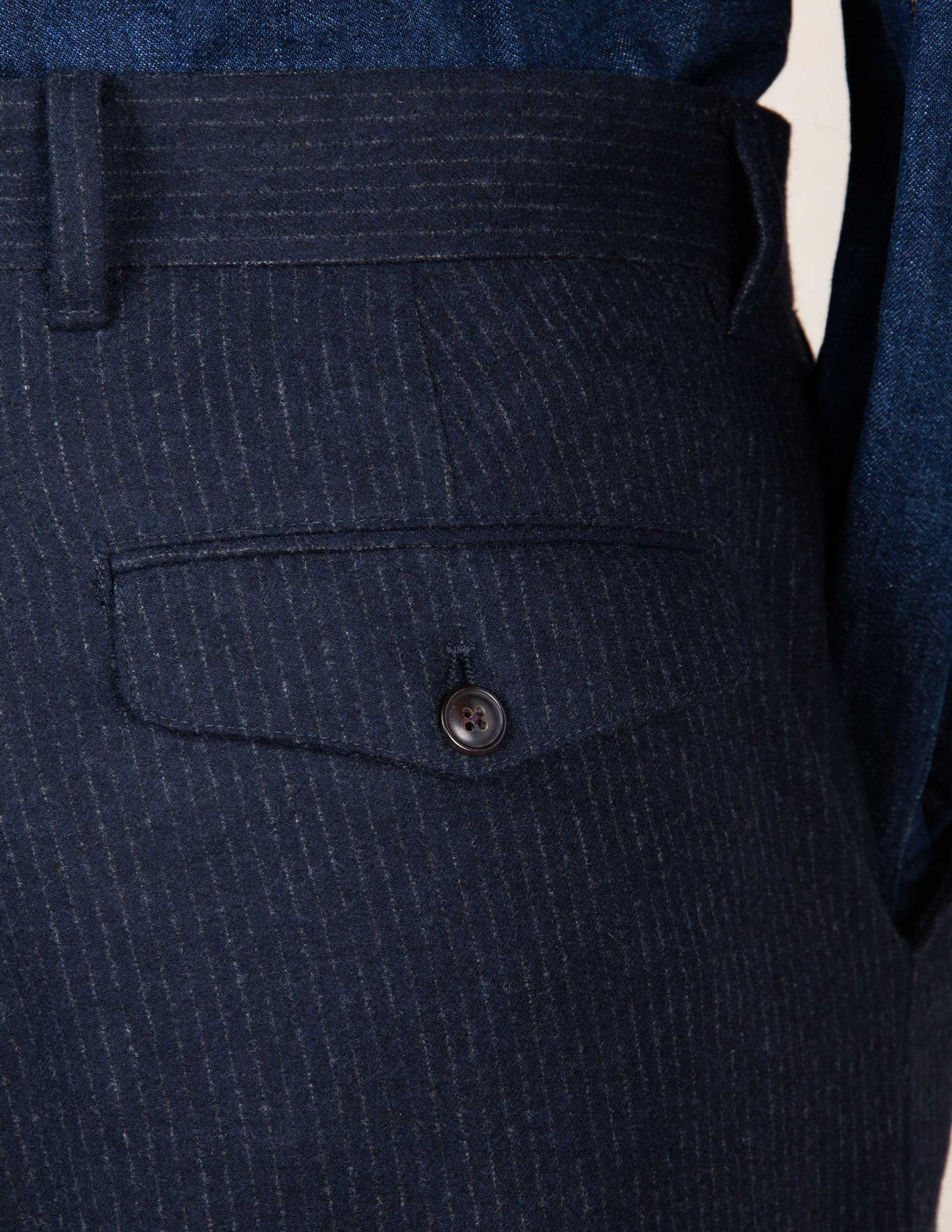 Italian Wool Suit in Navy Chalk Stripe
