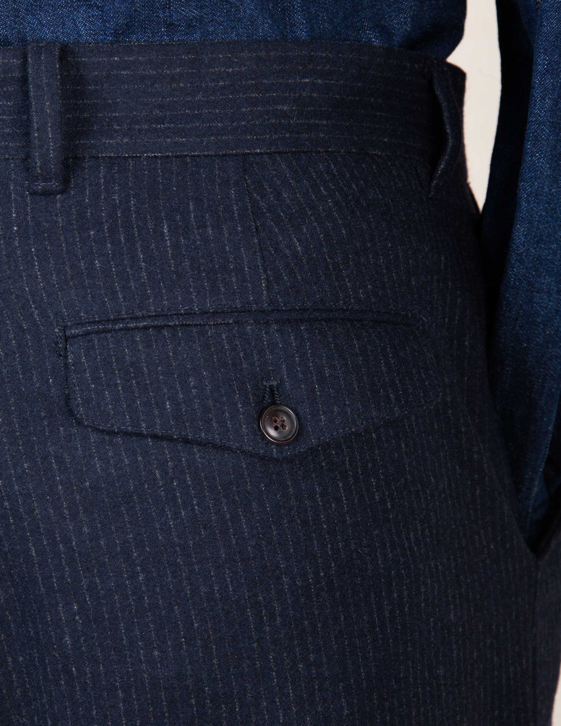 Italian Wool Suit in Navy Chalk Stripe