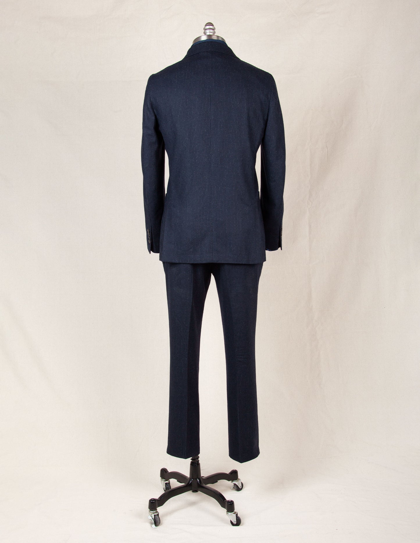 Italian Wool Suit in Navy Chalk Stripe