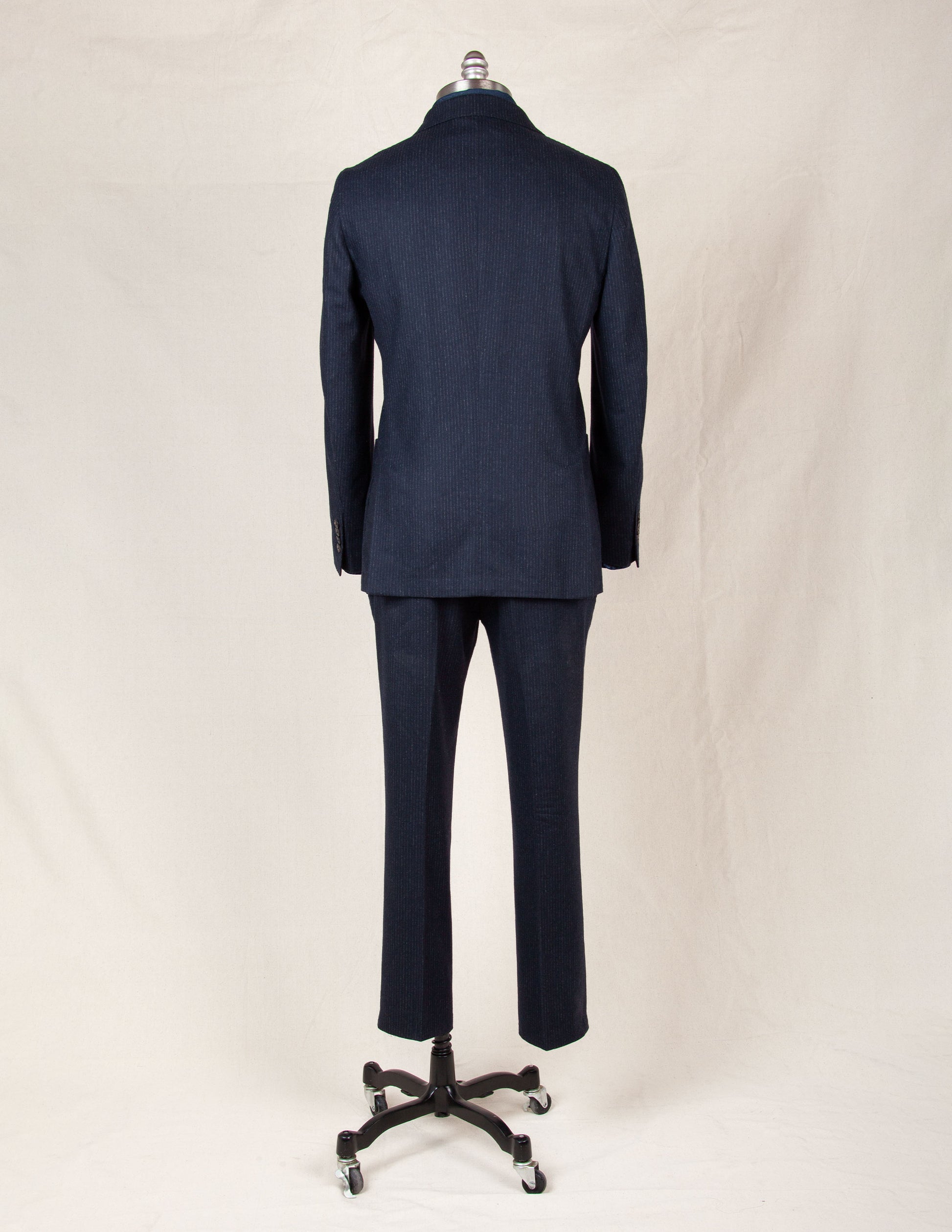 Italian Wool Suit in Navy Chalk Stripe