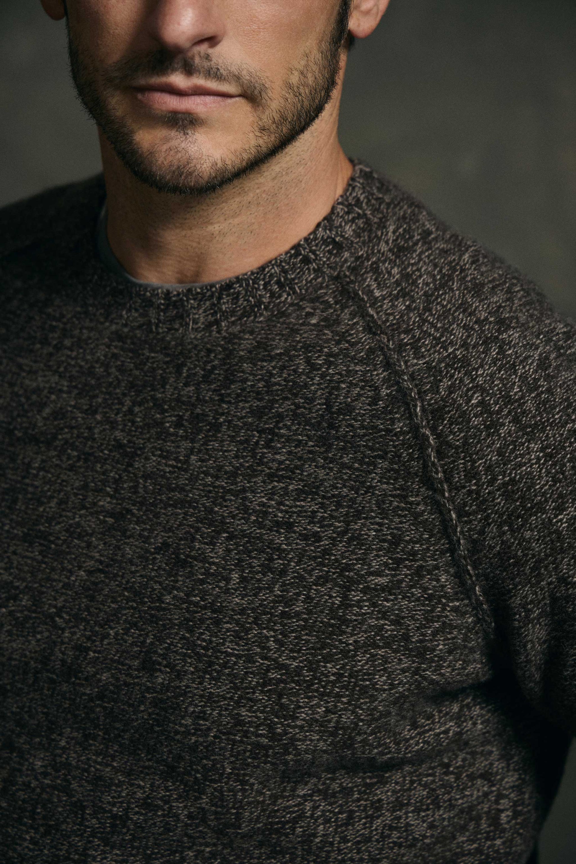 Rivay Kent Wool Crewneck Sweater in Brown Marl