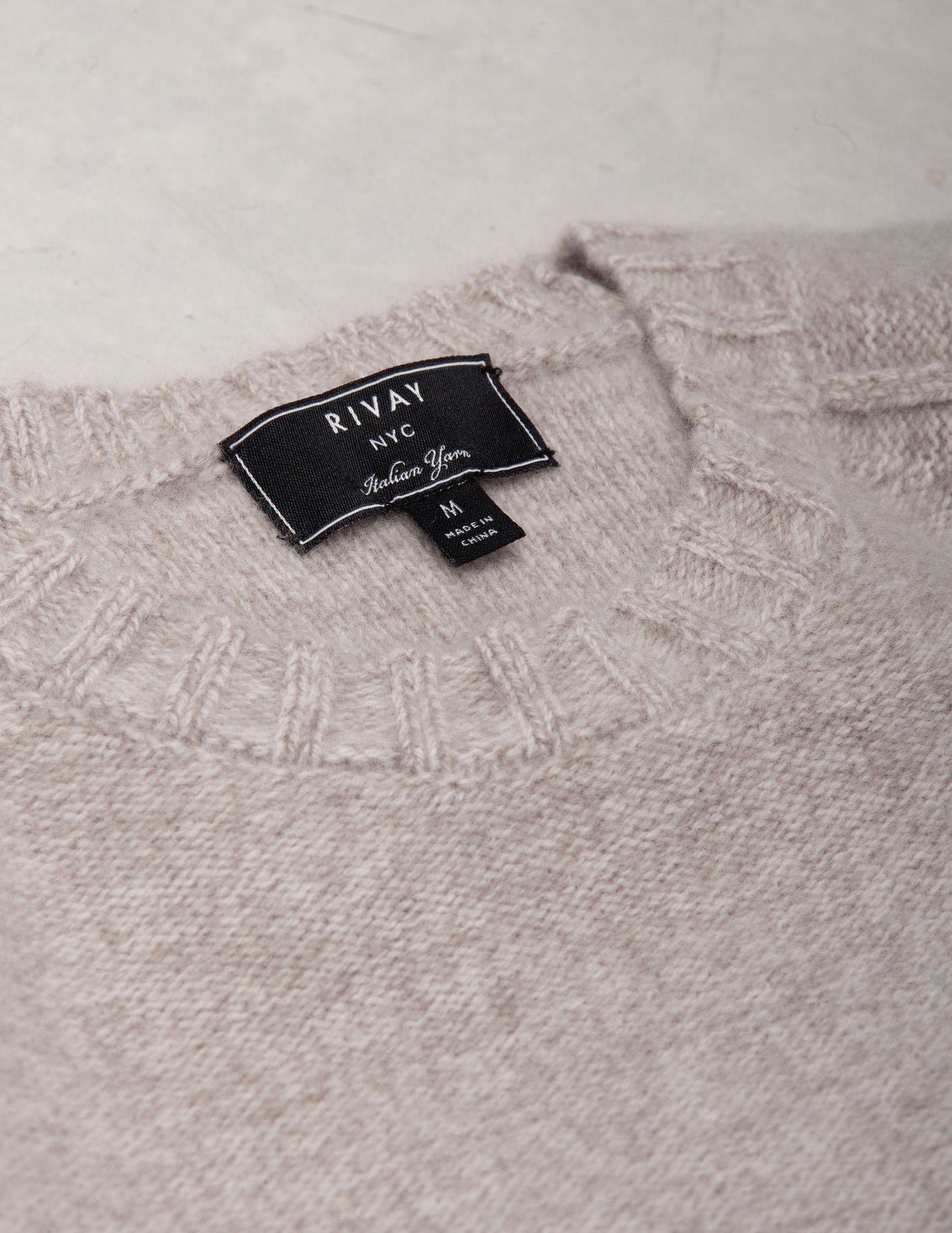 Rivay Kent Wool Crewneck Sweater in Khaki Marl