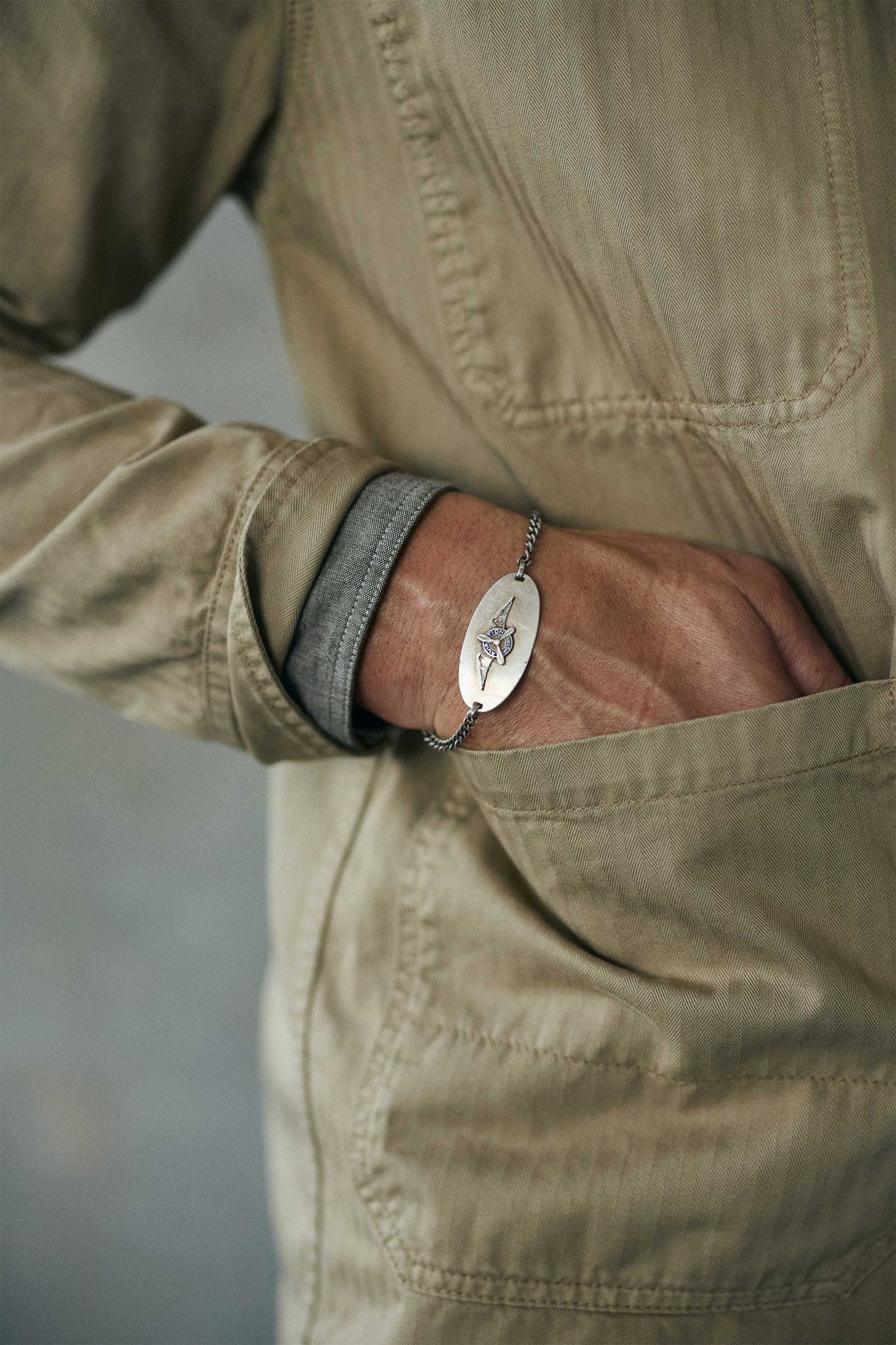 Rivay Garment Dyed Chore Jacket in Khaki