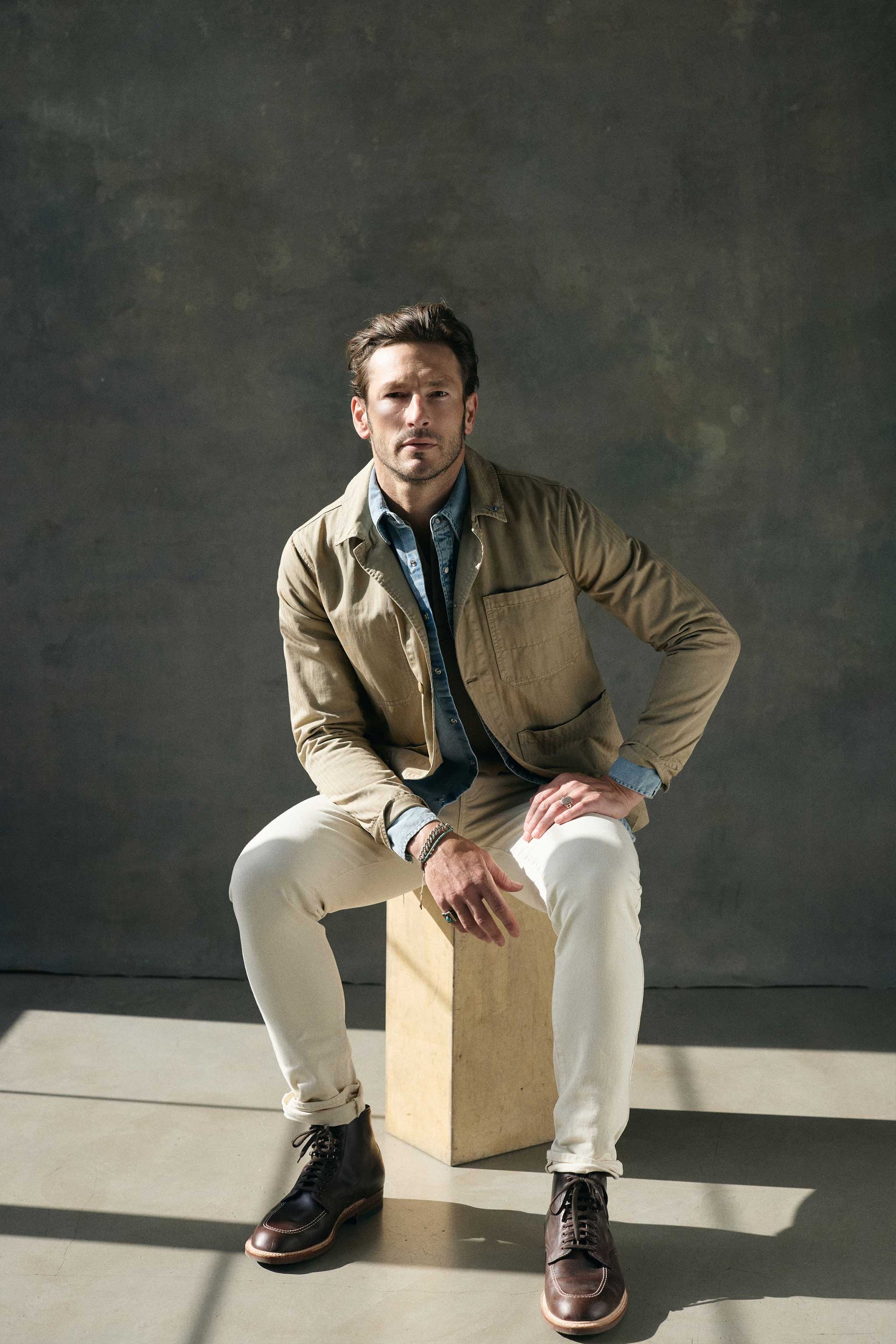 Wade Garment Dyed Five Pocket Pant in Natural