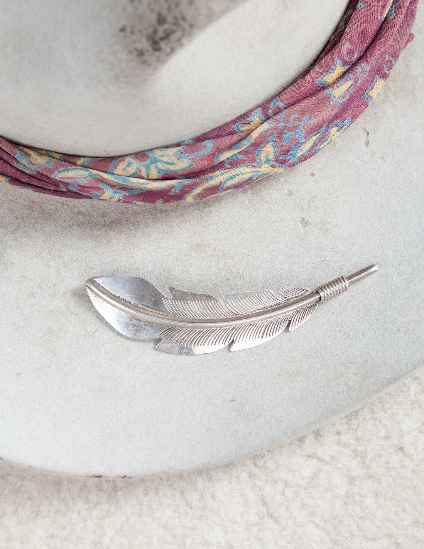 Large Vintage Sterling Feather Pin