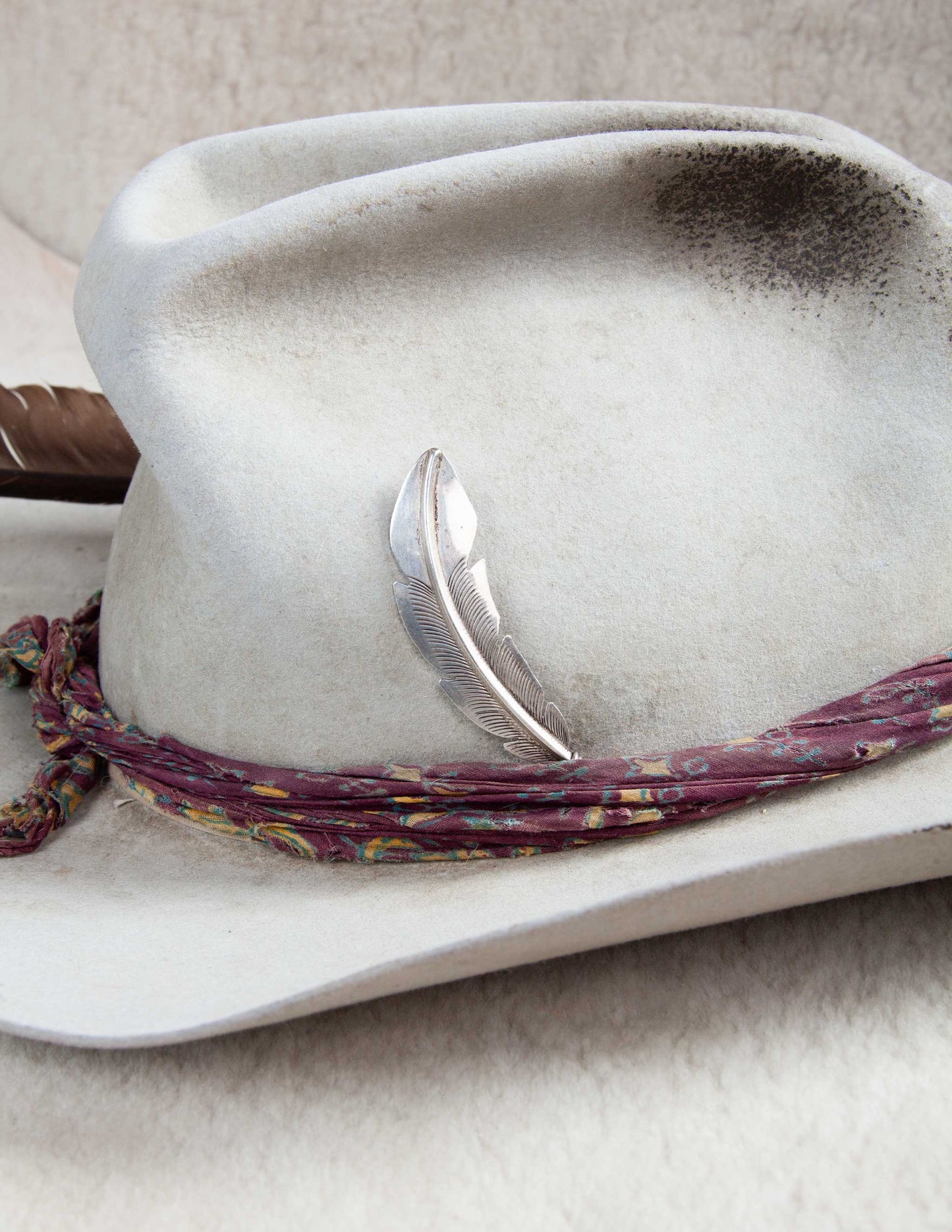Large Vintage Sterling Feather Pin