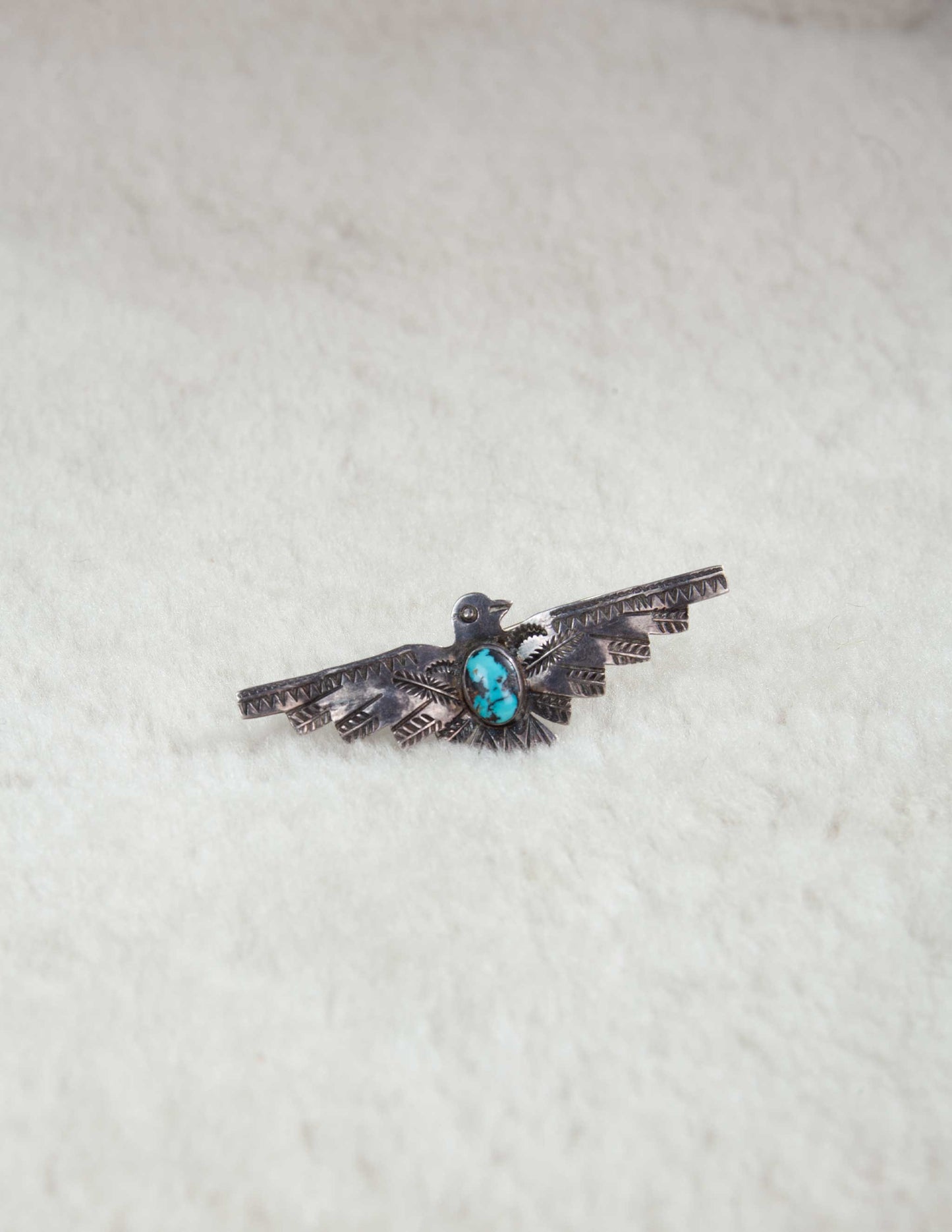 Vintage Large Thunderbird Pin with Turquoise Stone