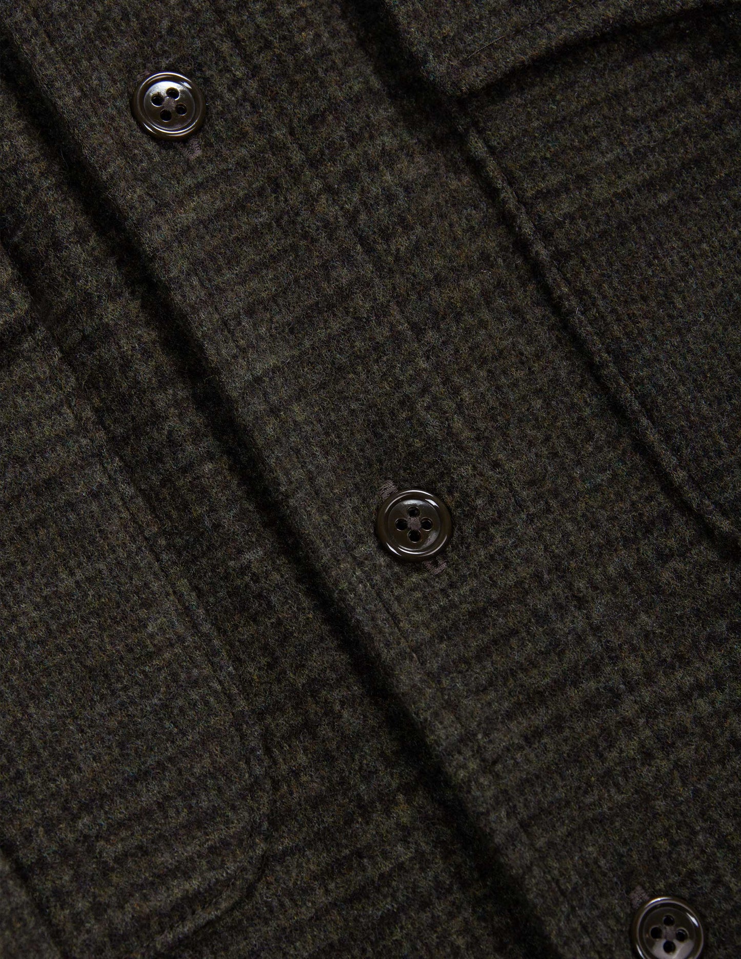 Meade Wool Glen Plaid Overshirt in Olive Drab